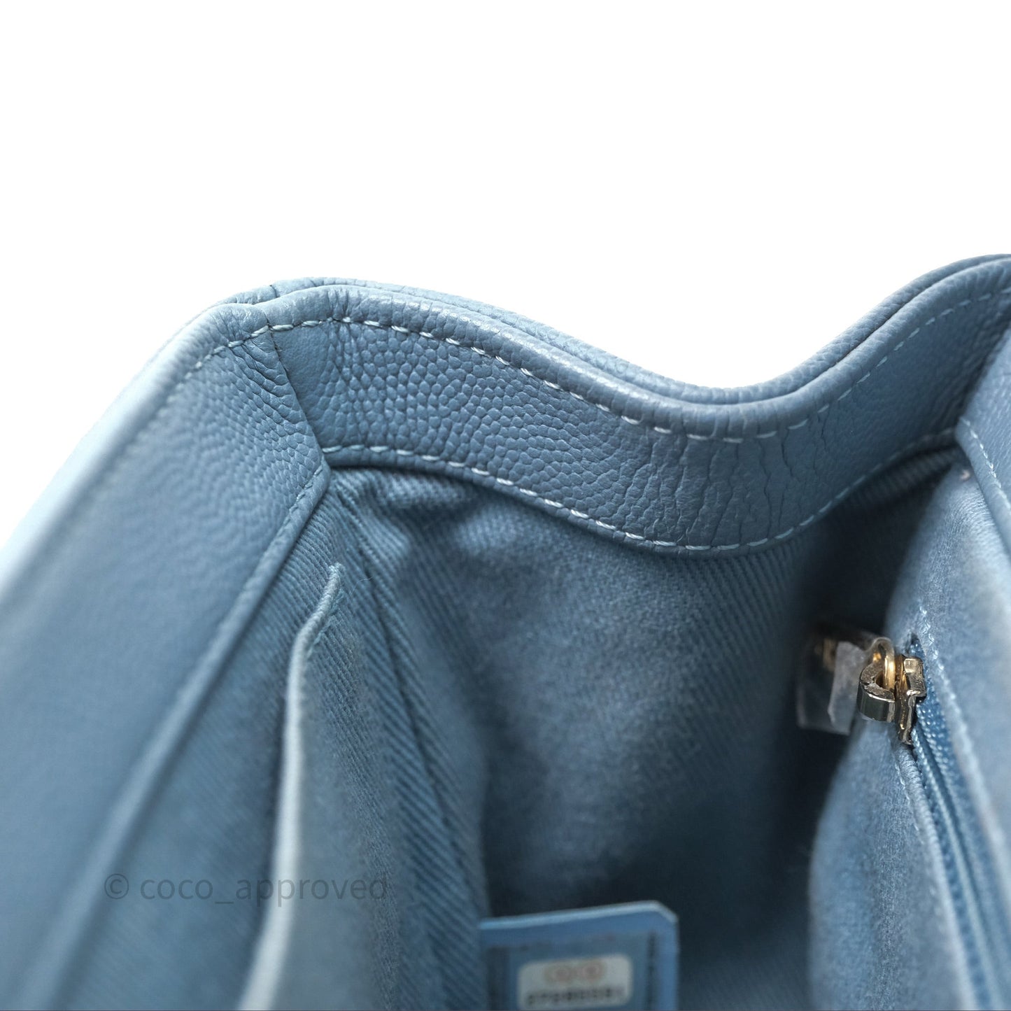 Chanel Caviar Quilted Small Business Affinity Flap Blue Gold Hardware