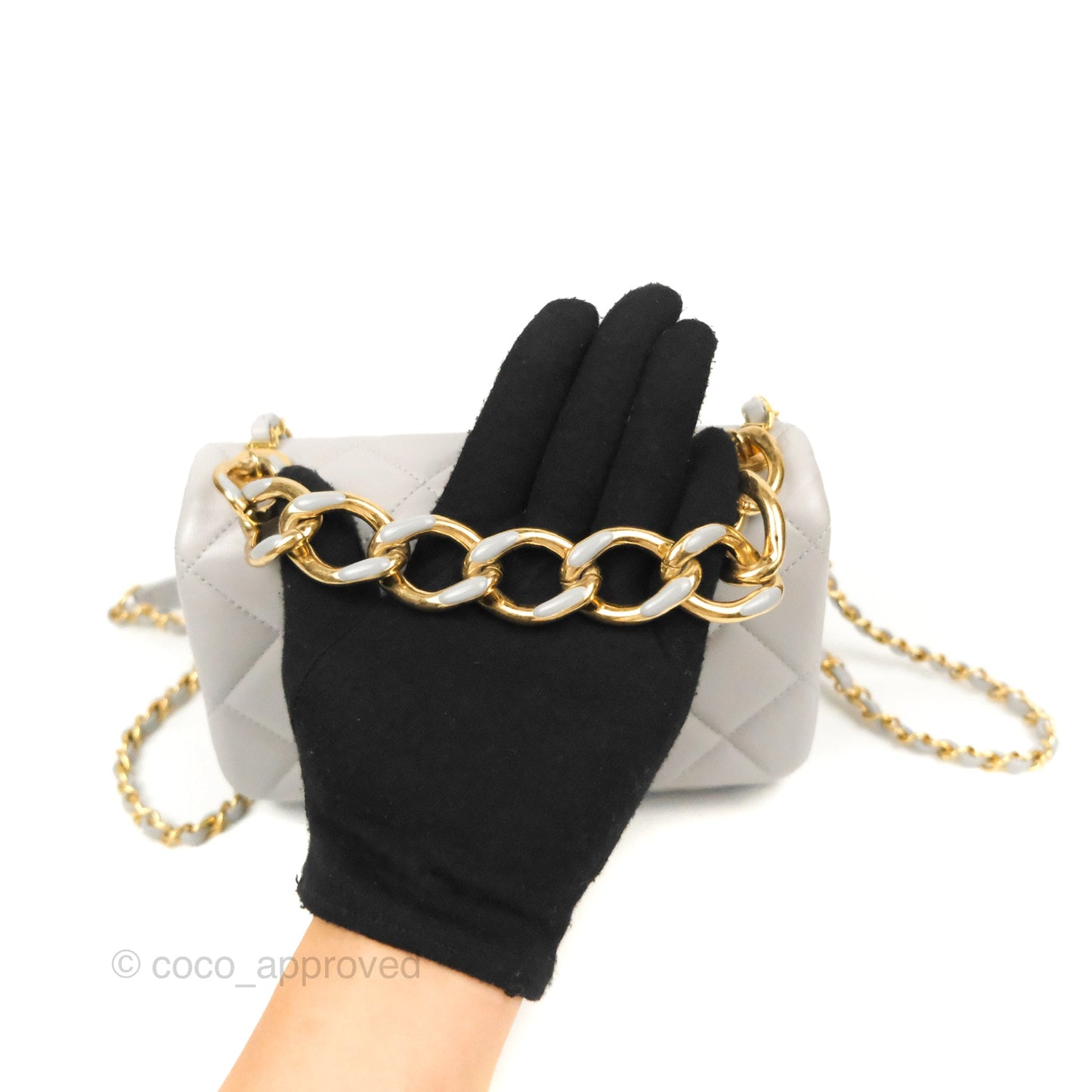 Chanel Quilted Small Color Match Flap Grey Lambskin Gold Hardware