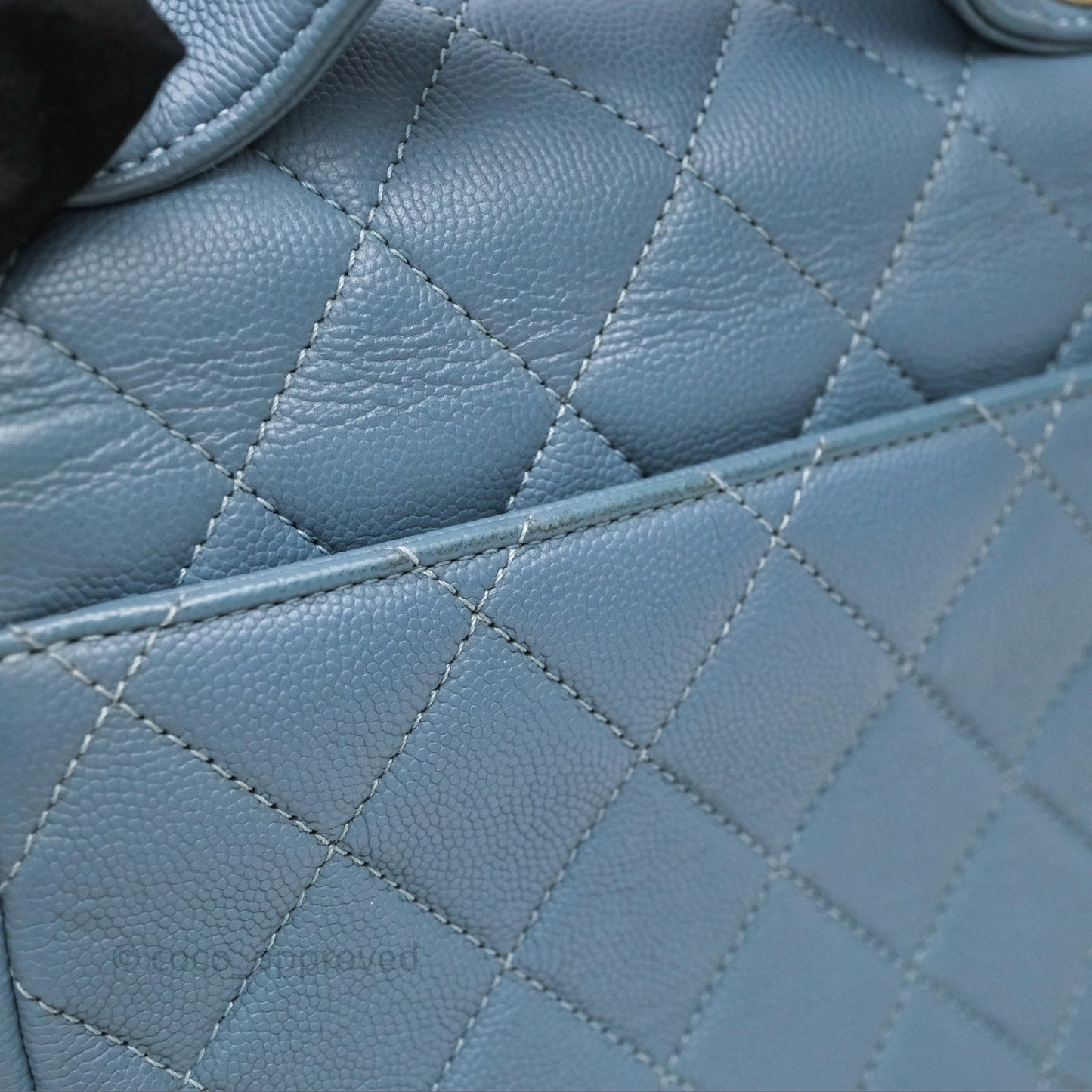 Chanel Caviar Quilted Small Business Affinity Flap Blue Gold Hardware