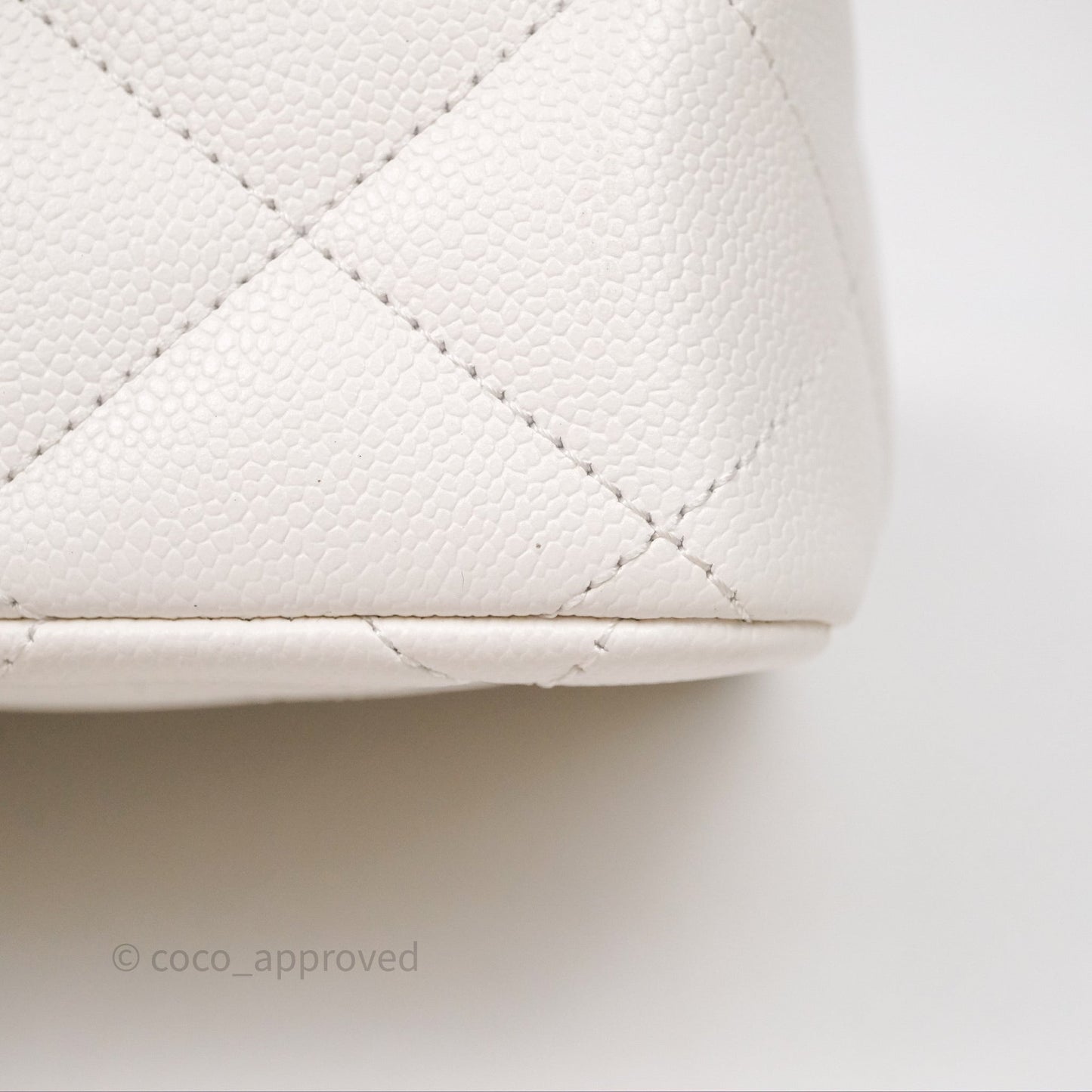 Chanel Mini Flap Bag Heart Adjustable Chain White Caviar Aged Gold Hardware