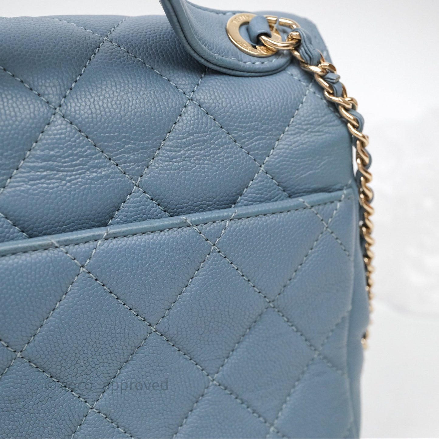 Chanel Caviar Quilted Small Business Affinity Flap Blue Gold Hardware