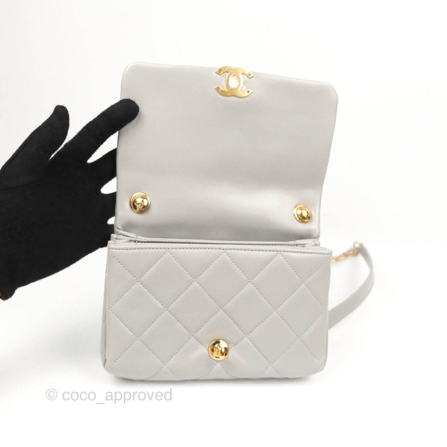Chanel Quilted Small Color Match Flap Grey Lambskin Gold Hardware