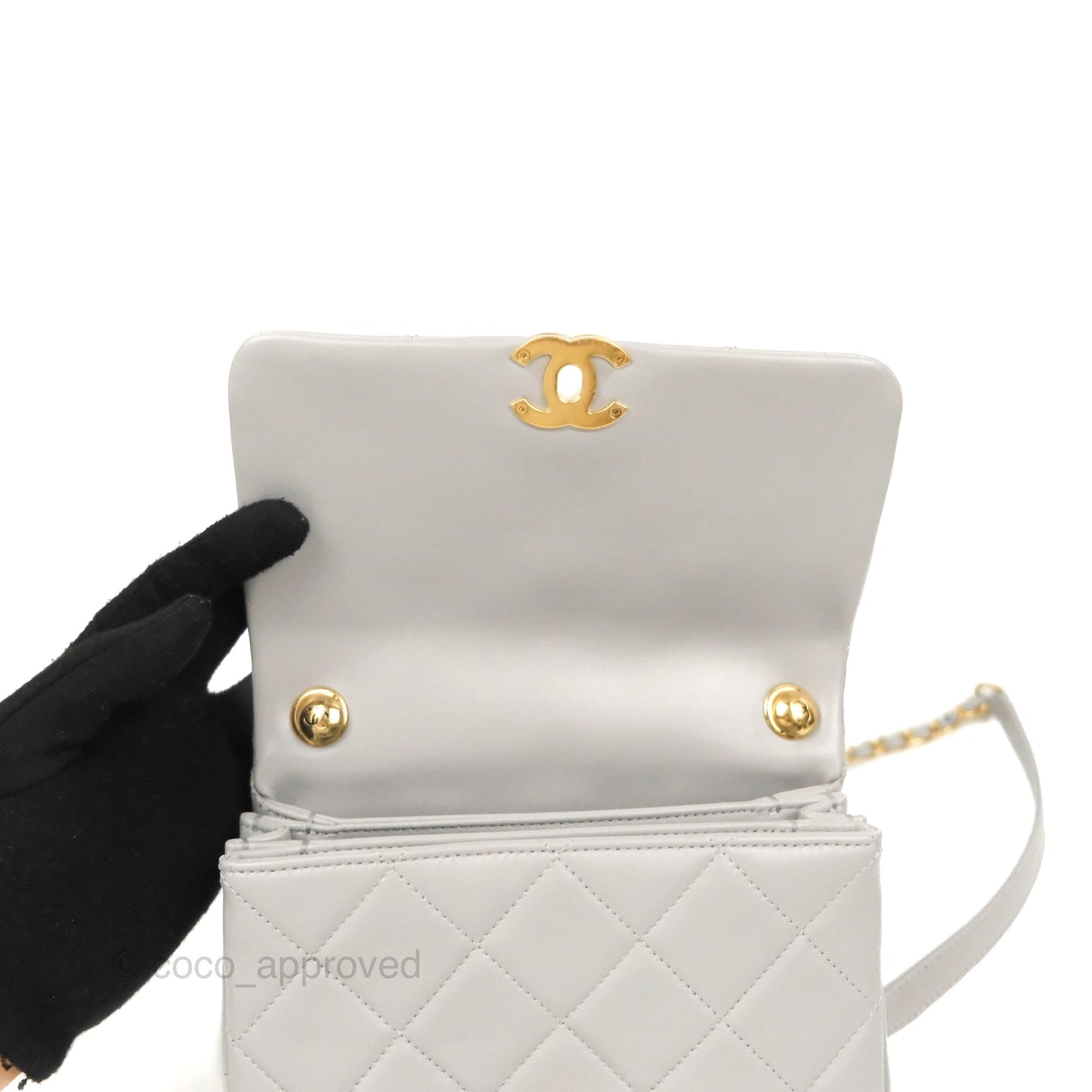 Chanel Quilted Small Color Match Flap Grey Lambskin Gold Hardware