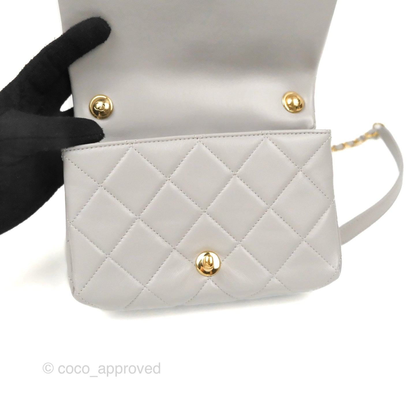 Chanel Quilted Small Color Match Flap Grey Lambskin Gold Hardware