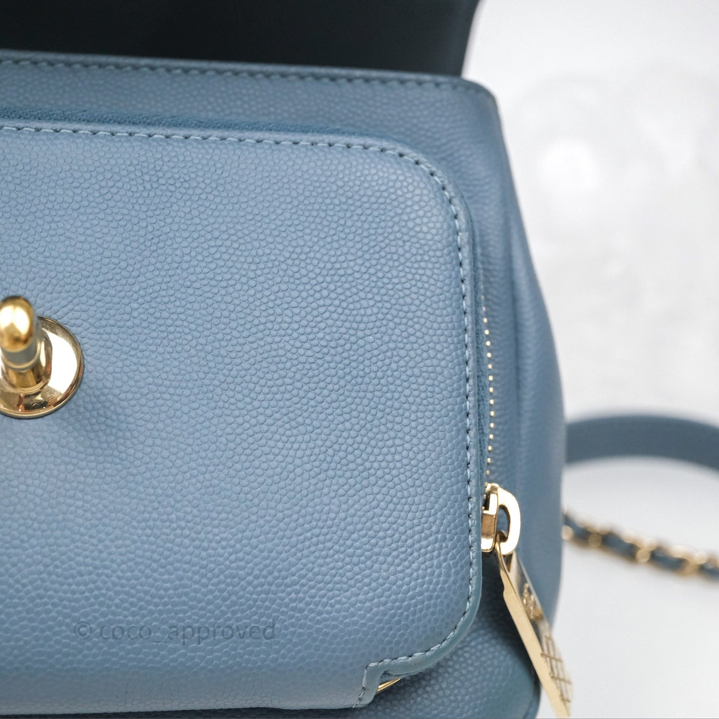 Chanel Caviar Quilted Small Business Affinity Flap Blue Gold Hardware