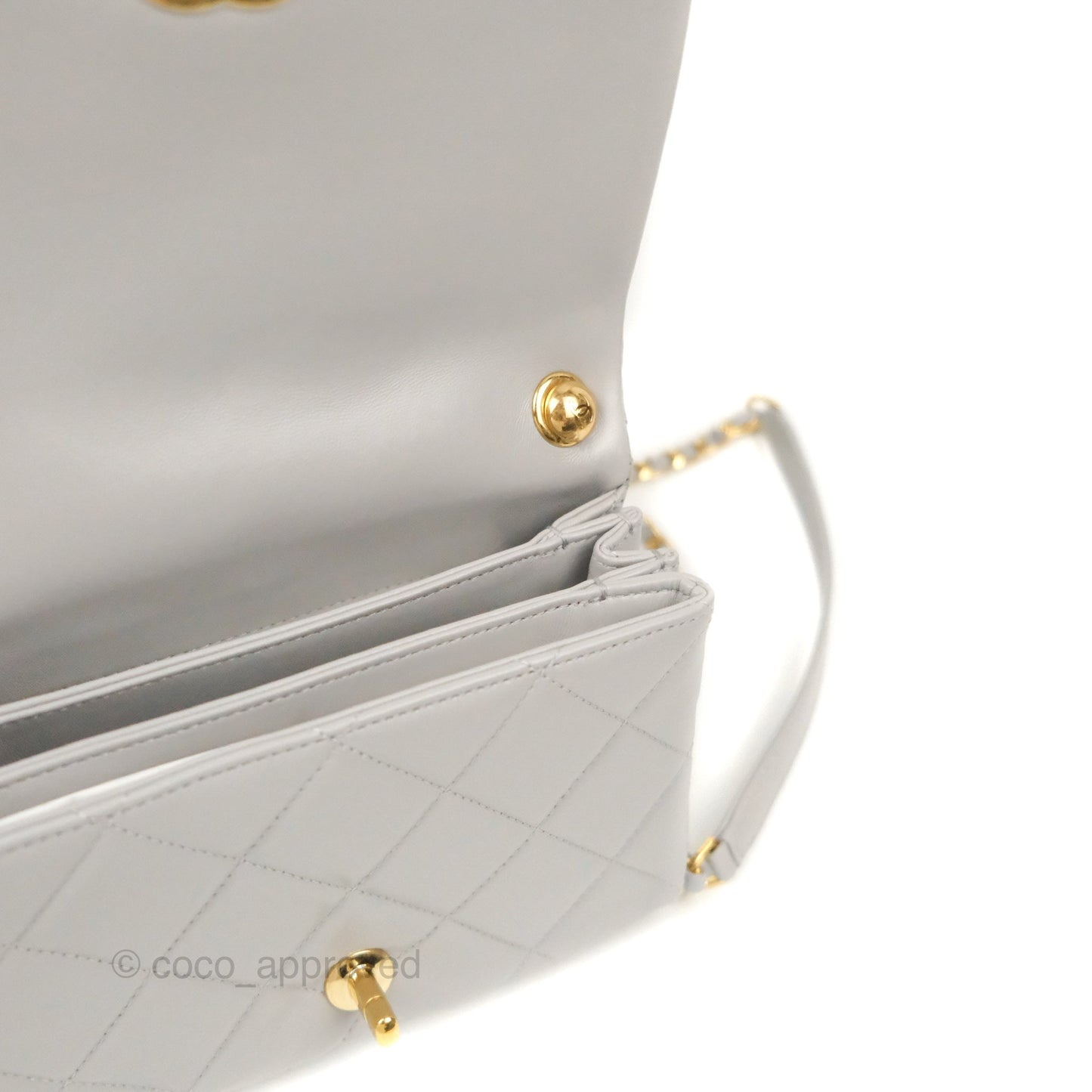 Chanel Quilted Small Color Match Flap Grey Lambskin Gold Hardware