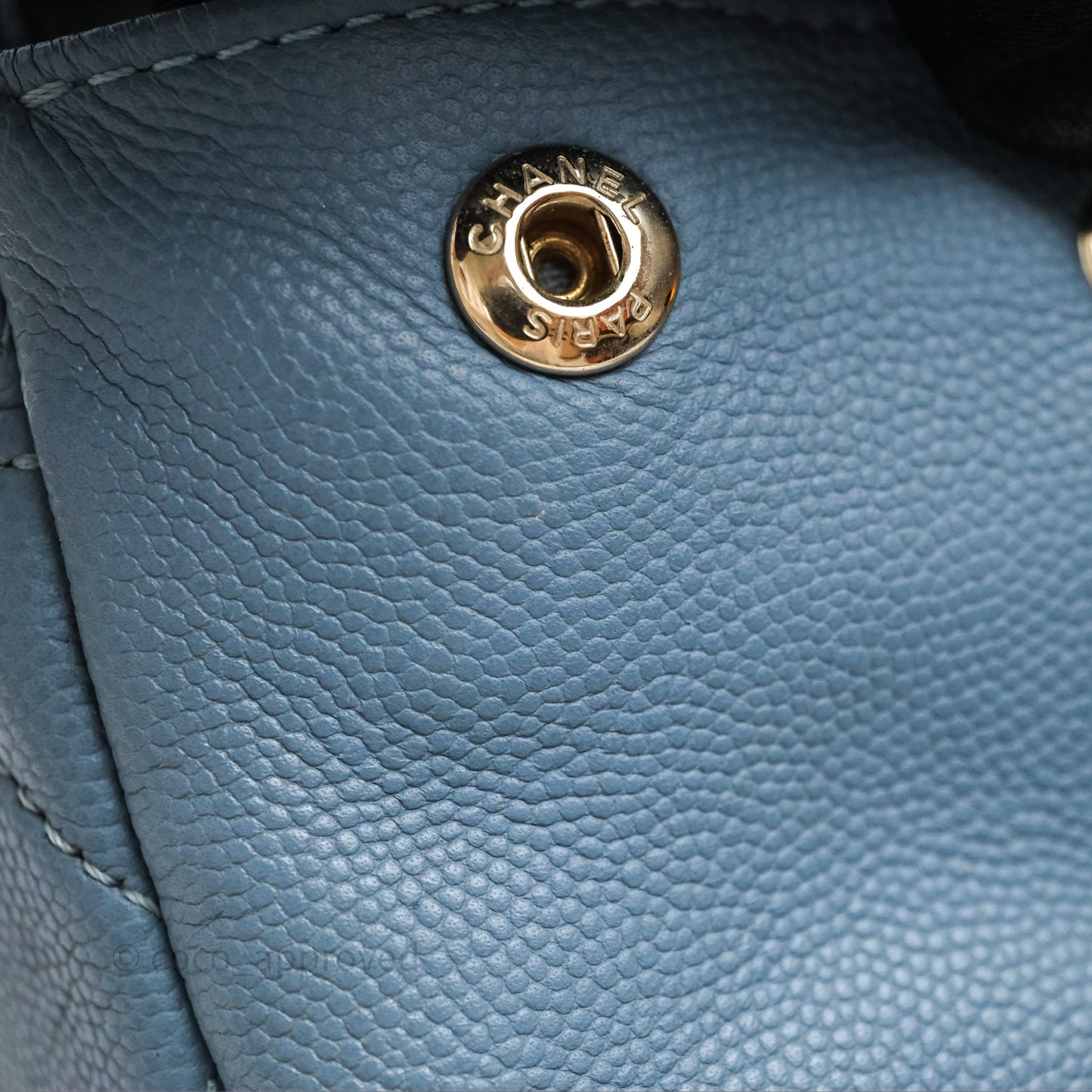 Chanel Caviar Quilted Small Business Affinity Flap Blue Gold Hardware