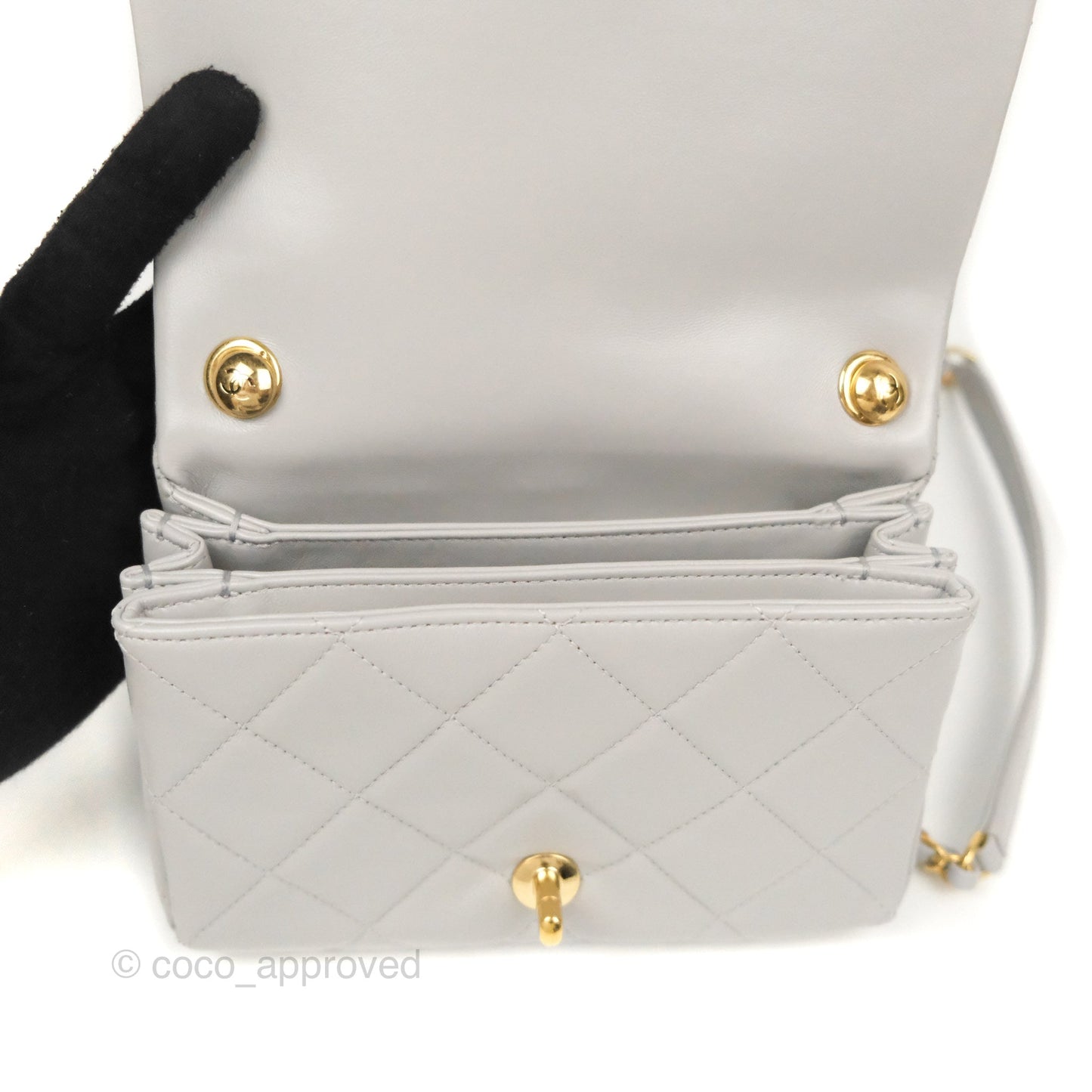 Chanel Quilted Small Color Match Flap Grey Lambskin Gold Hardware