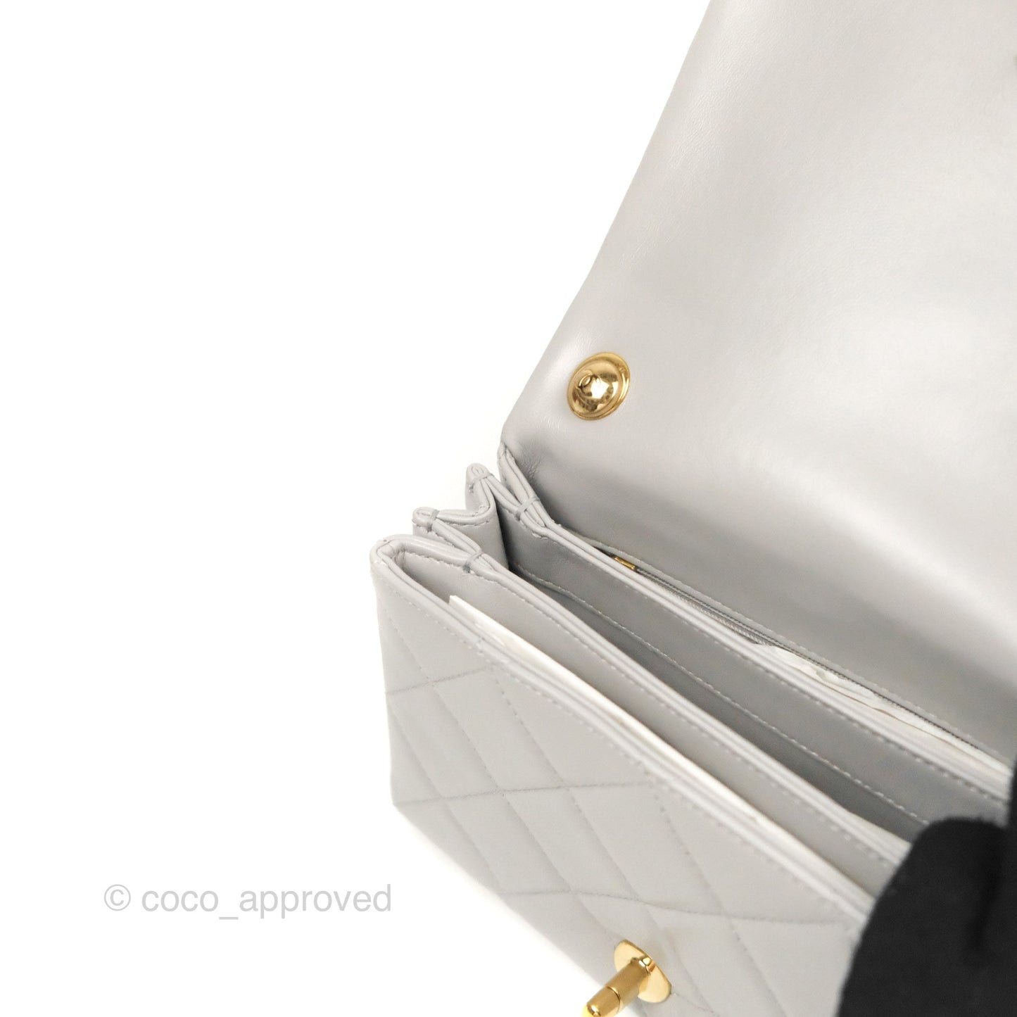 Chanel Quilted Small Color Match Flap Grey Lambskin Gold Hardware