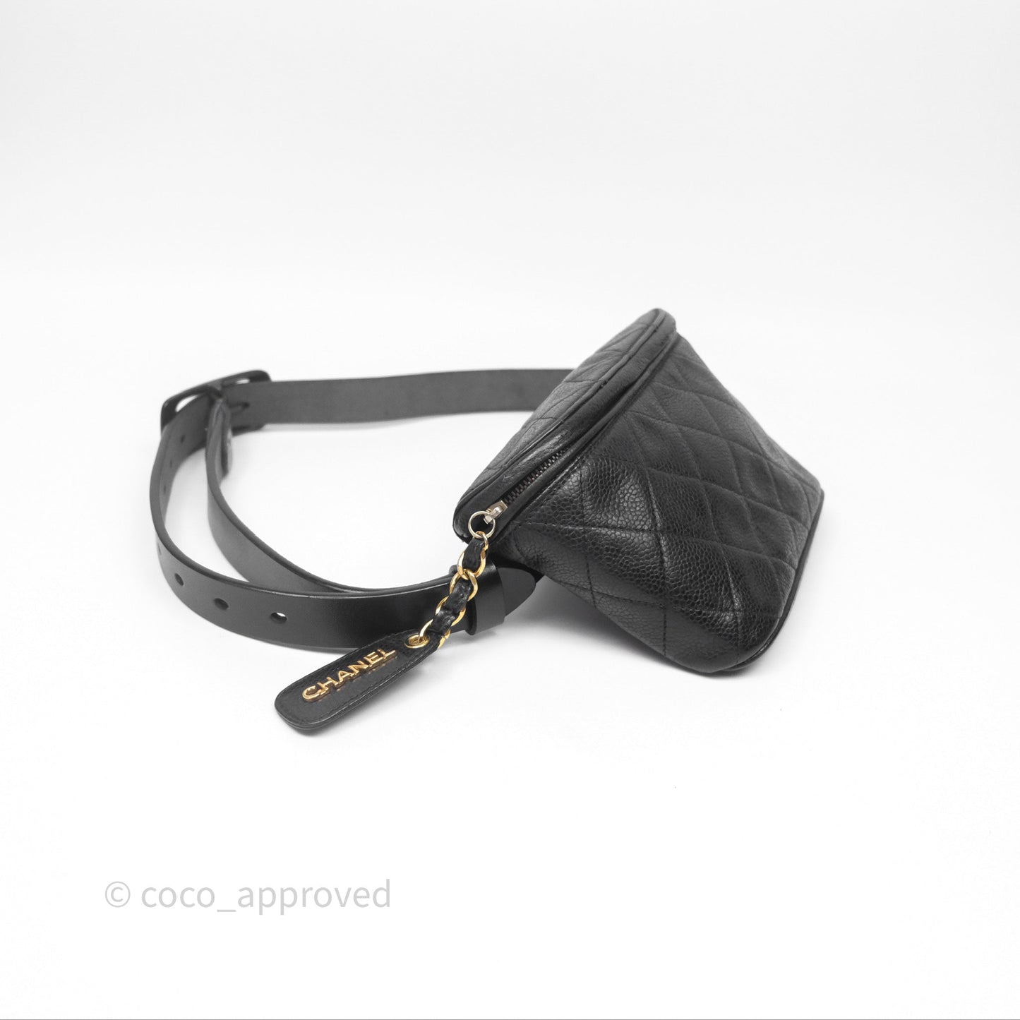 Chanel Vintage Belt Bag Black Caviar 24K Gold Hardware