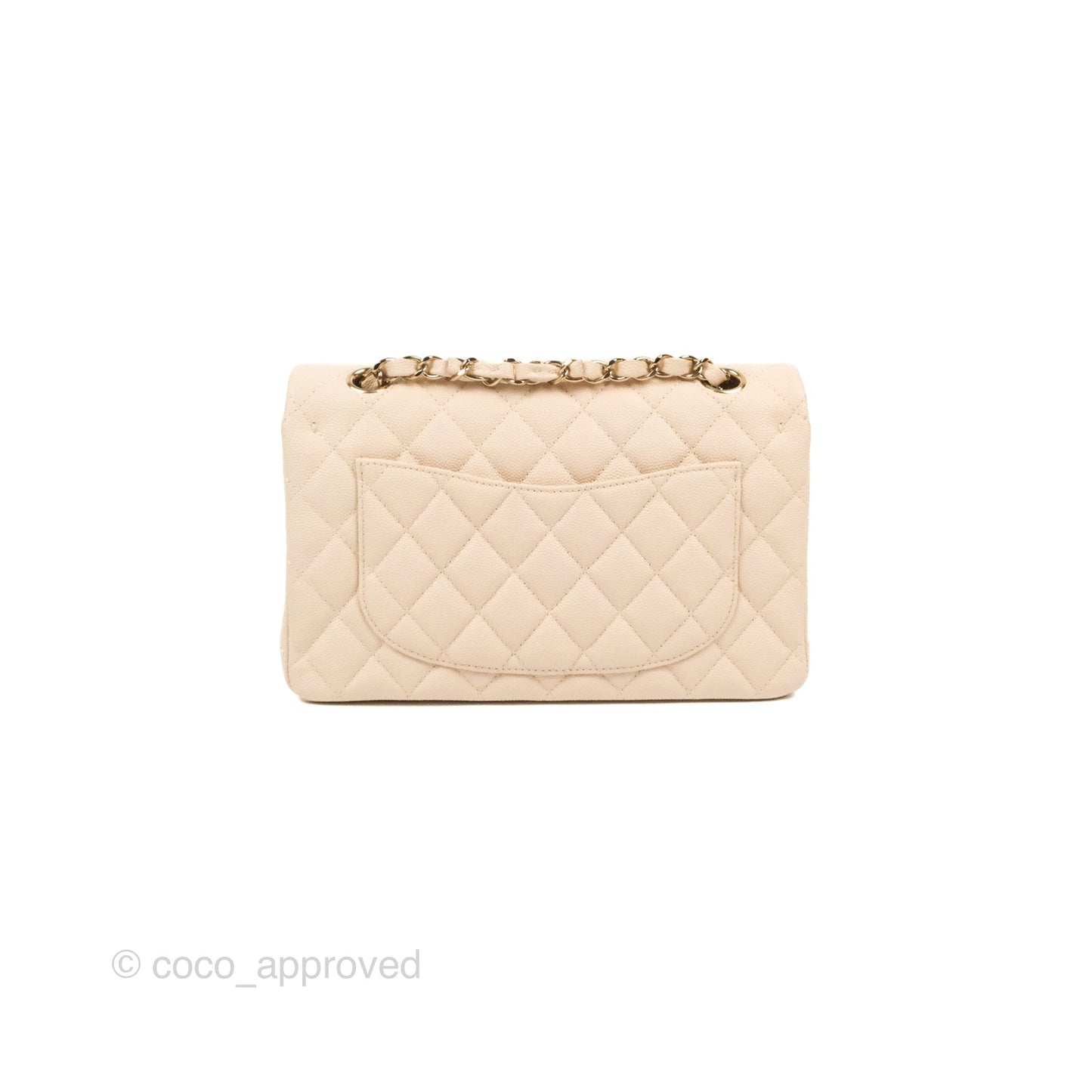 Chanel Small Classic Quilted Flap Light Ivory Beige Caviar Gold Hardware 20C