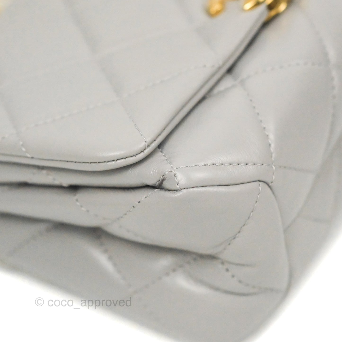 Chanel Quilted Small Color Match Flap Grey Lambskin Gold Hardware
