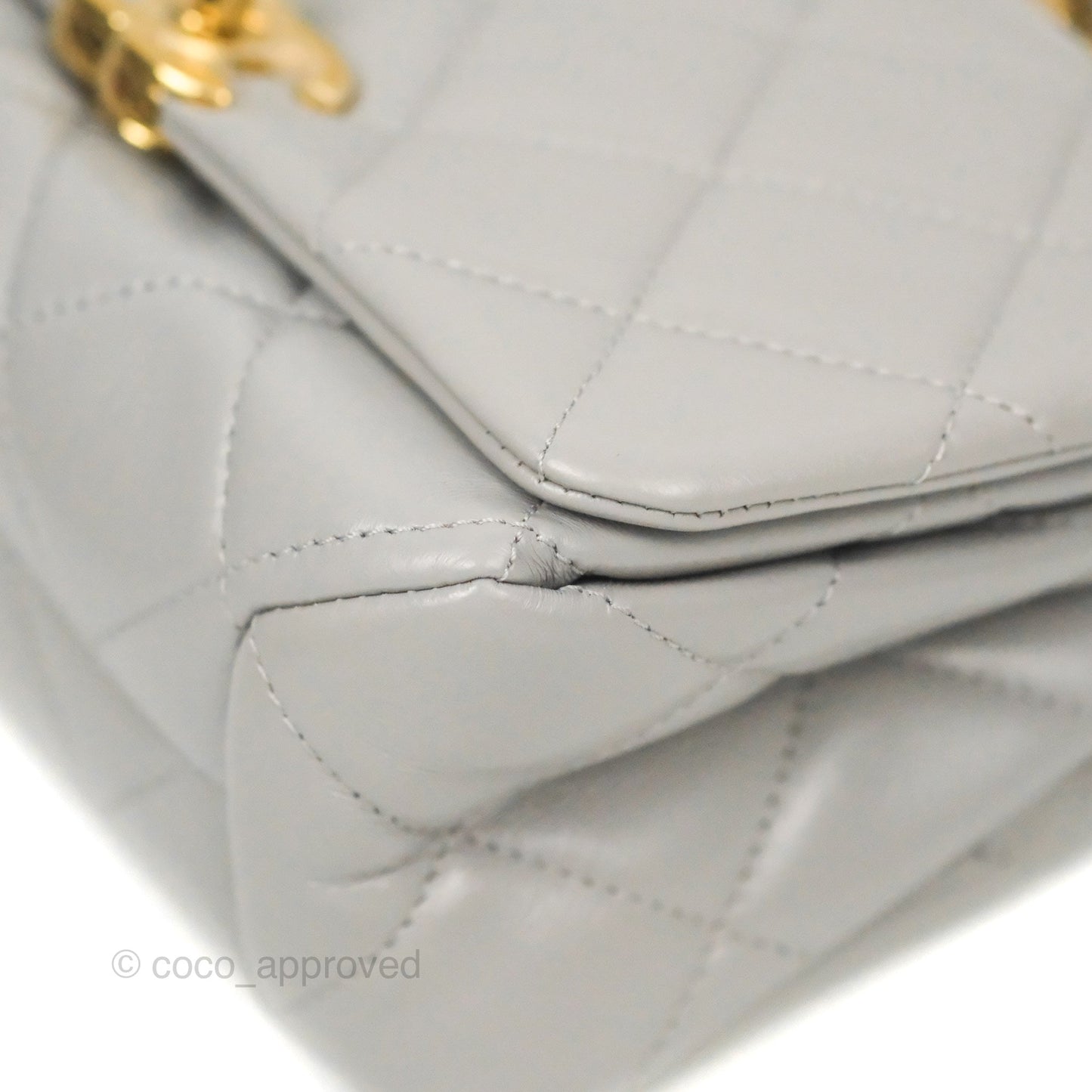 Chanel Quilted Small Color Match Flap Grey Lambskin Gold Hardware