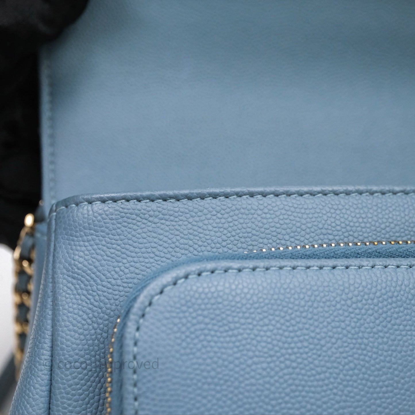 Chanel Caviar Quilted Small Business Affinity Flap Blue Gold Hardware