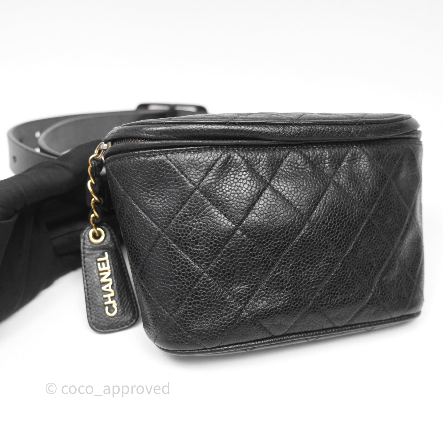Chanel Vintage Belt Bag Black Caviar 24K Gold Hardware