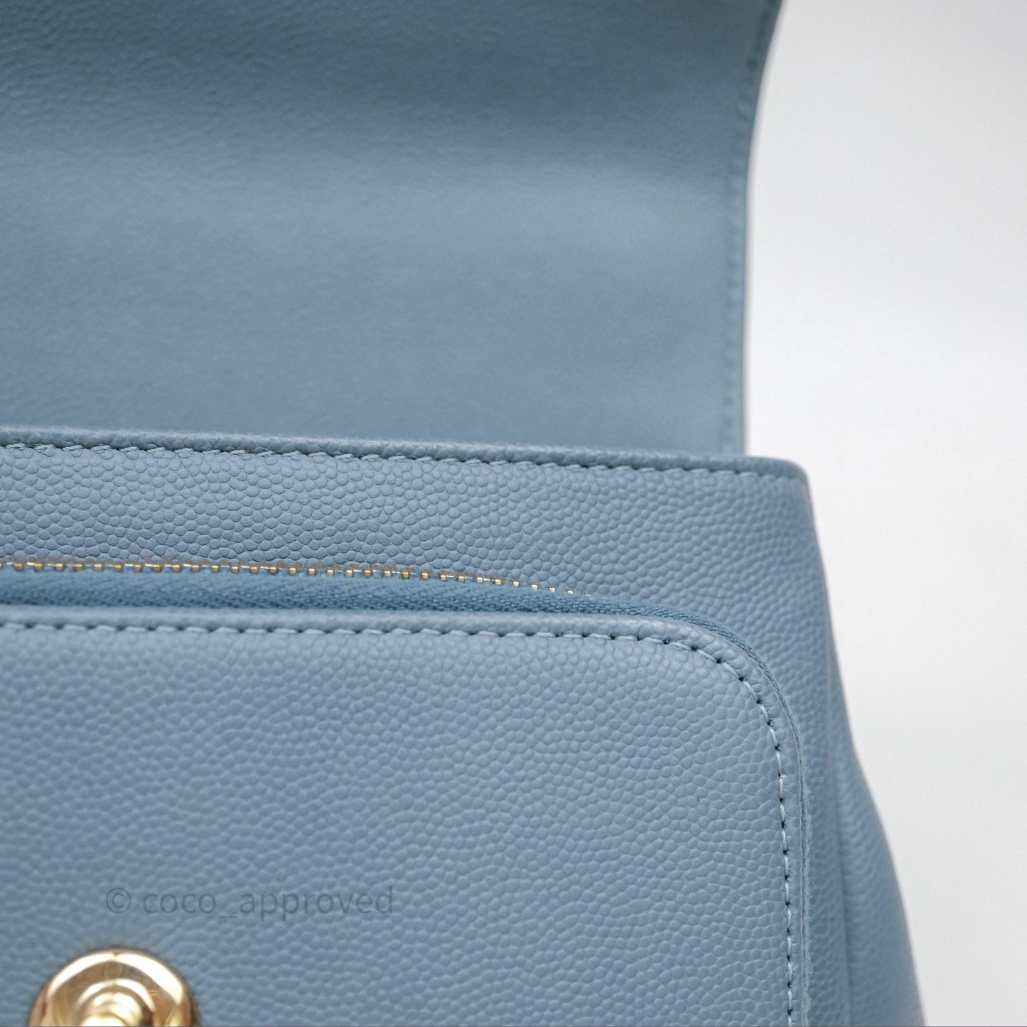 Chanel Caviar Quilted Small Business Affinity Flap Blue Gold Hardware