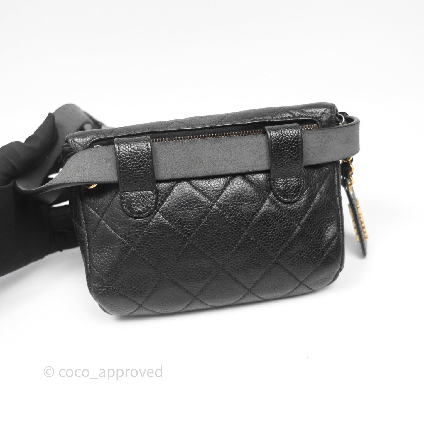 Chanel Vintage Belt Bag Black Caviar 24K Gold Hardware