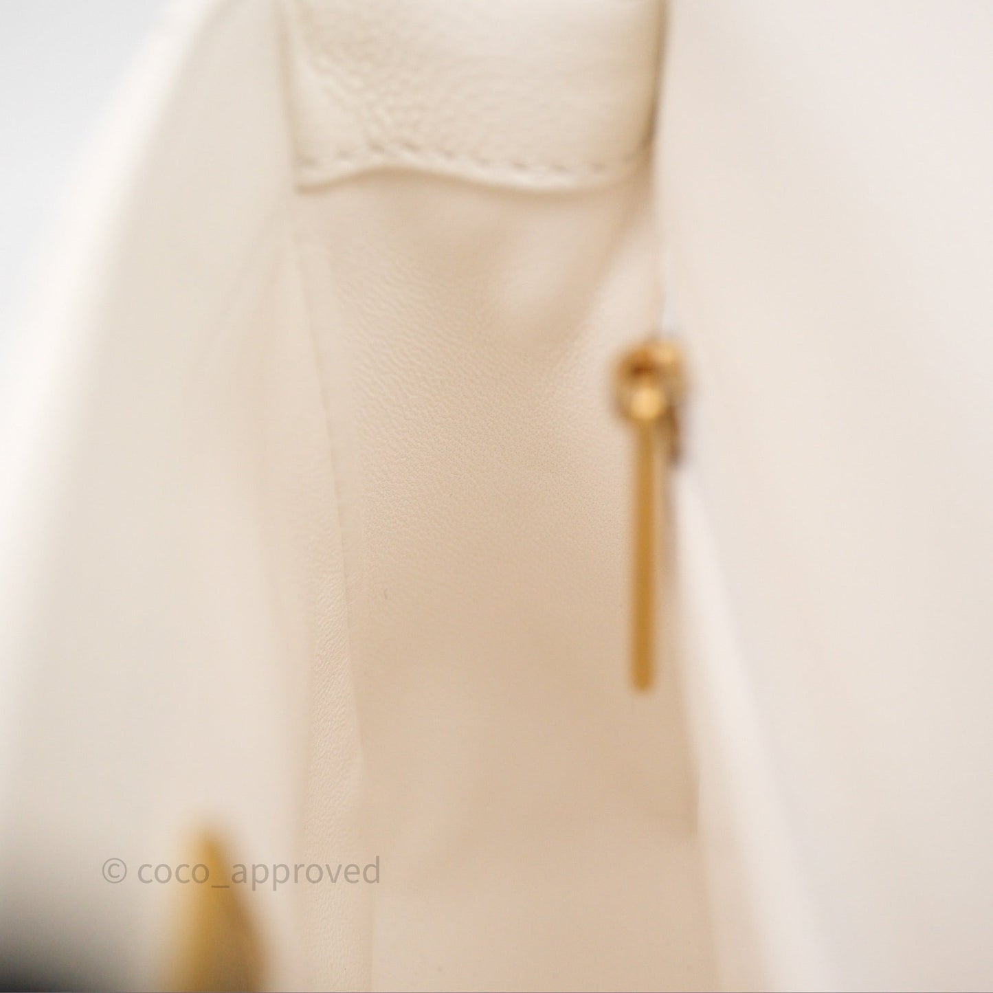 Chanel Mini Flap Bag Heart Adjustable Chain White Caviar Aged Gold Hardware