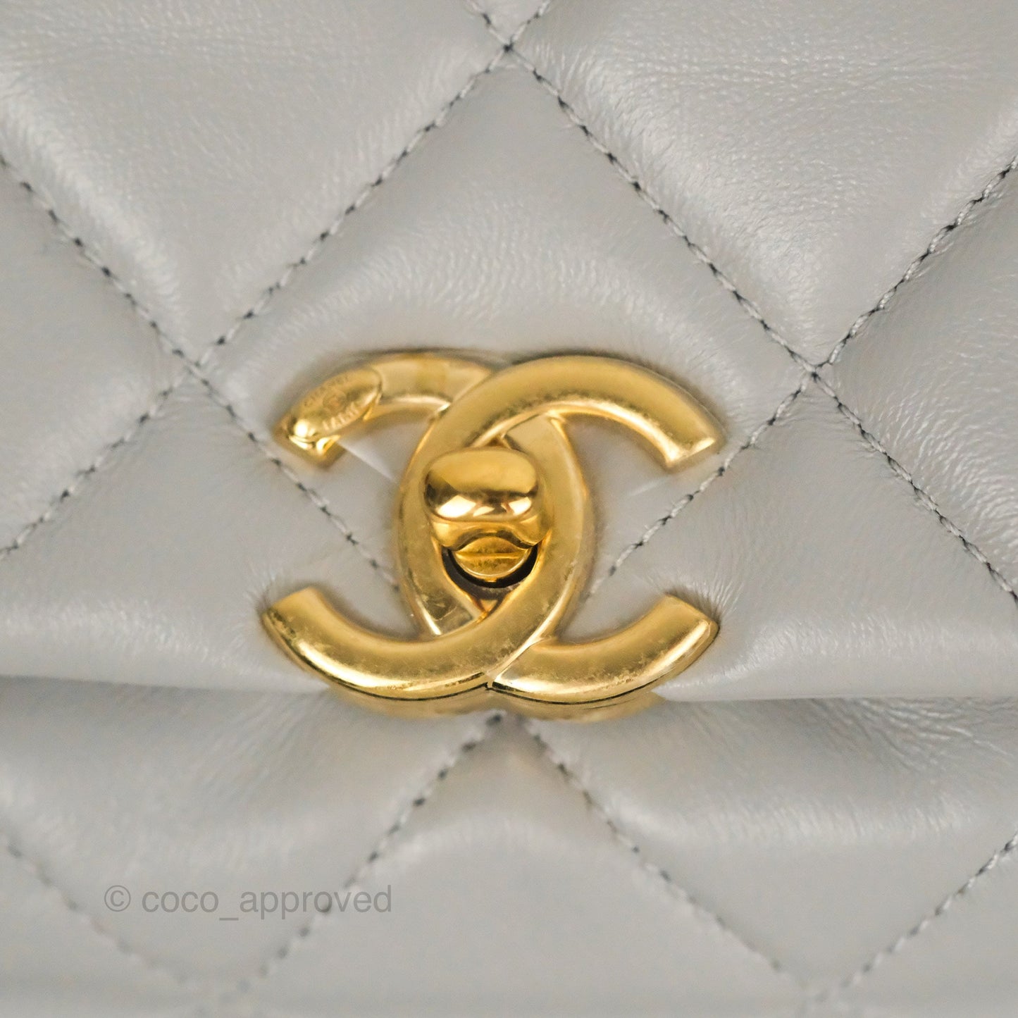 Chanel Quilted Small Color Match Flap Grey Lambskin Gold Hardware