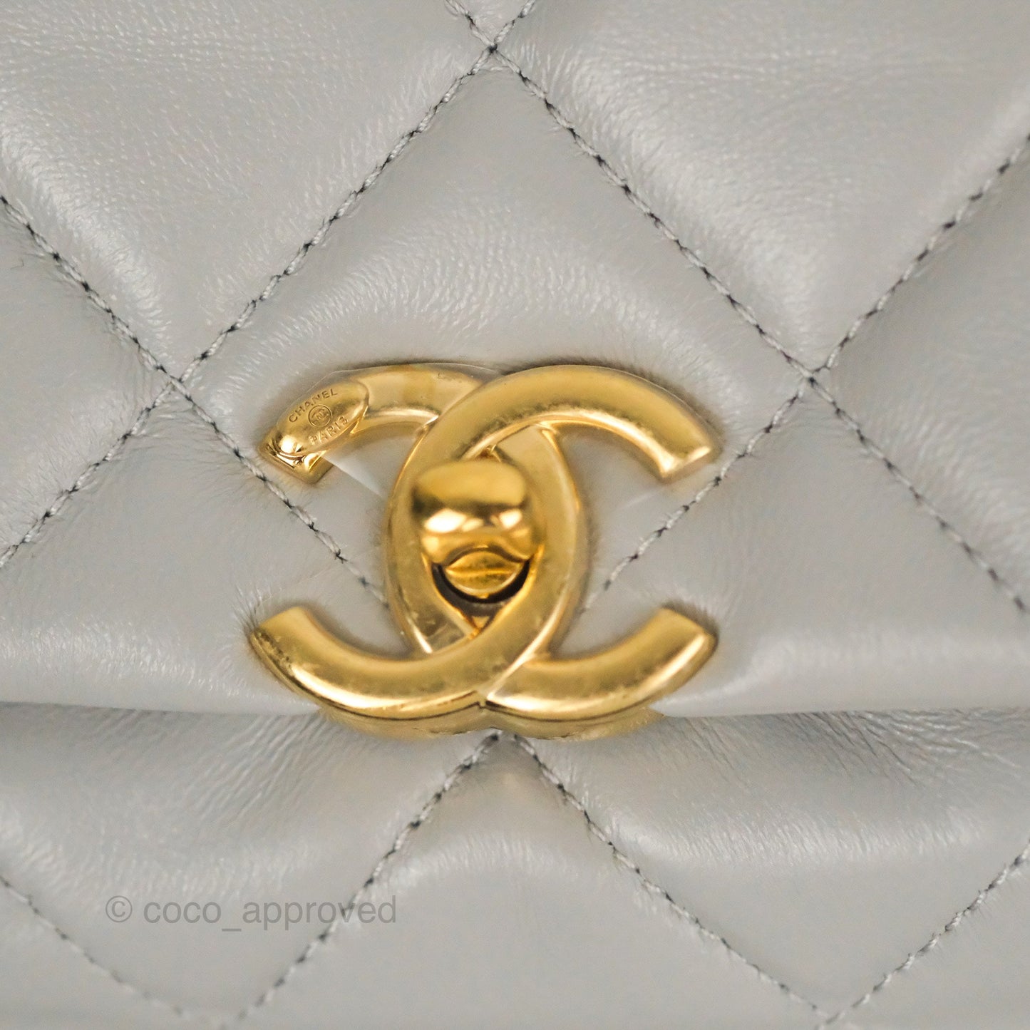 Chanel Quilted Small Color Match Flap Grey Lambskin Gold Hardware