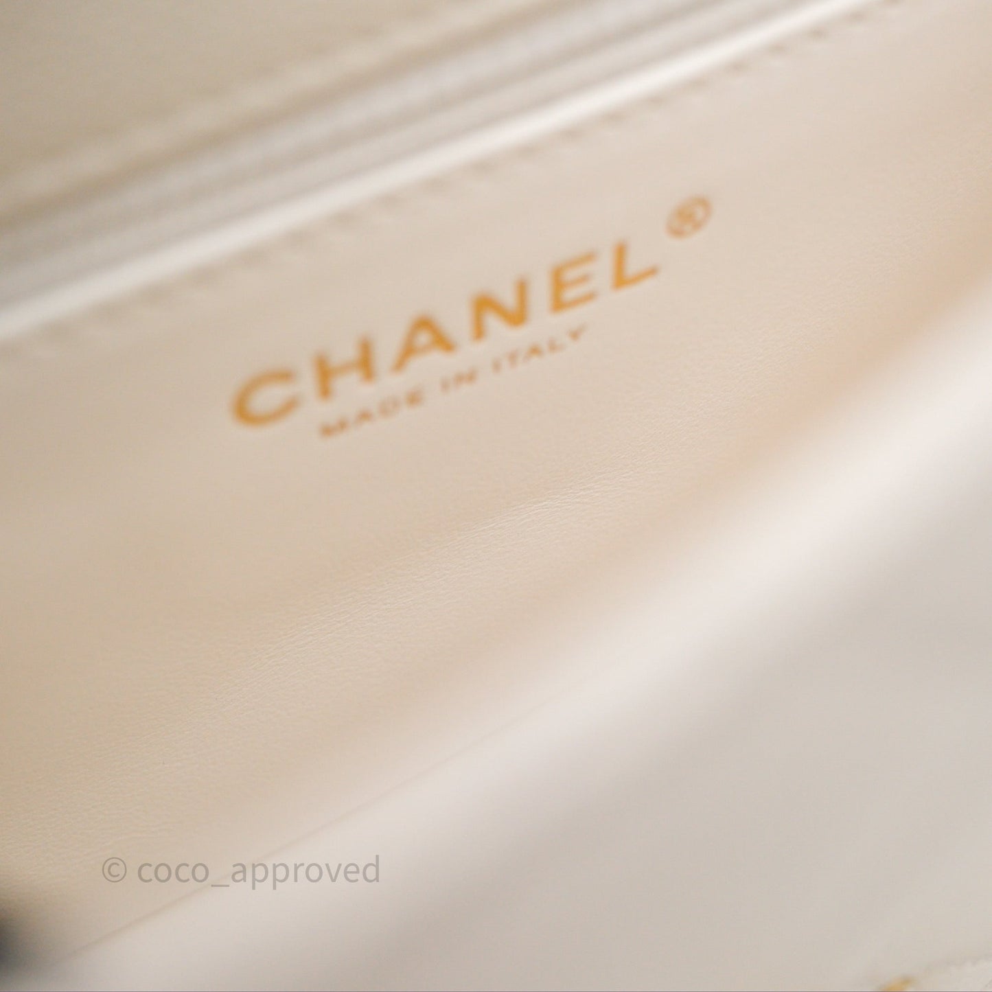 Chanel Mini Flap Bag Heart Adjustable Chain White Caviar Aged Gold Hardware