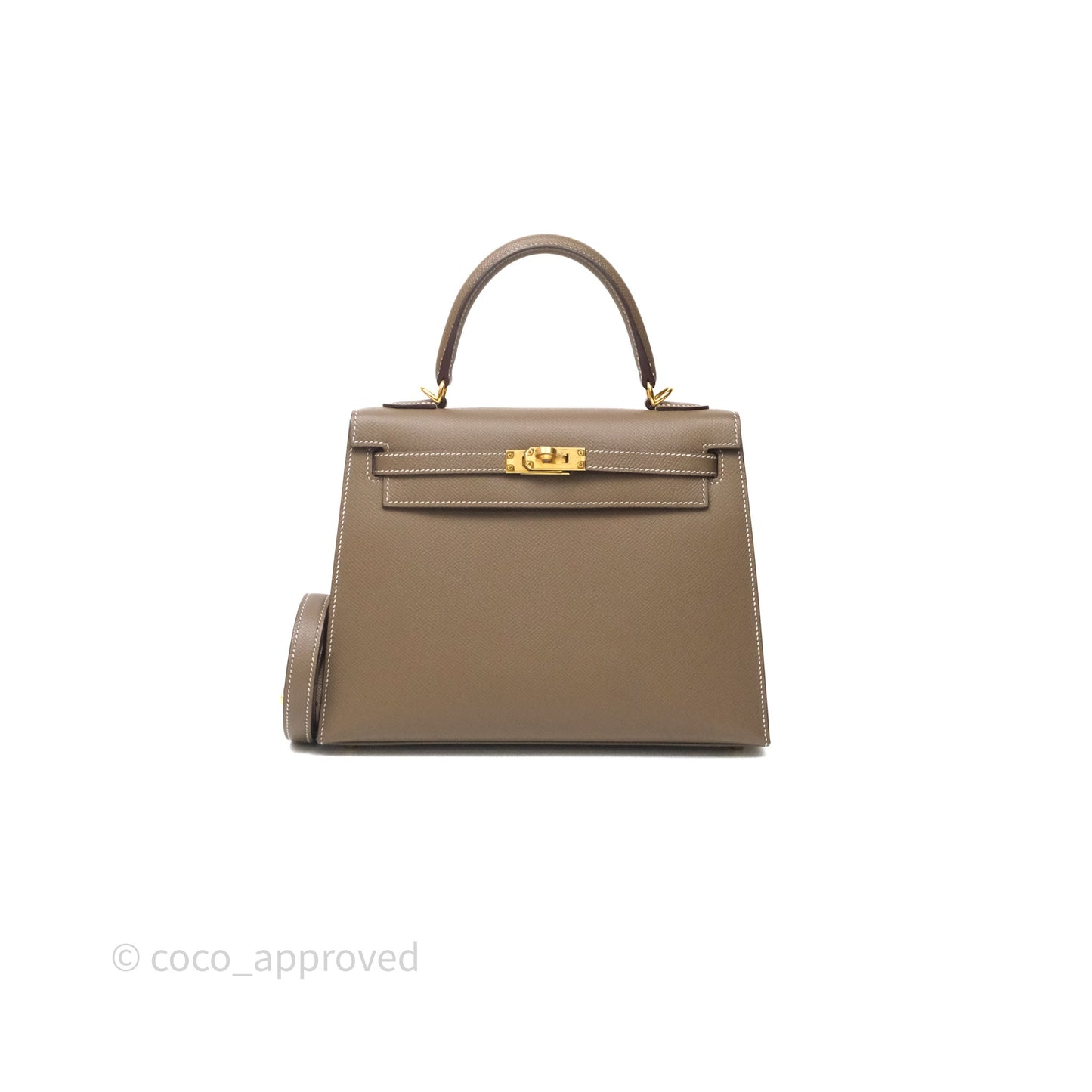 Hermes Kelly 25 Etoupe 18 Epsom Gold Hardware