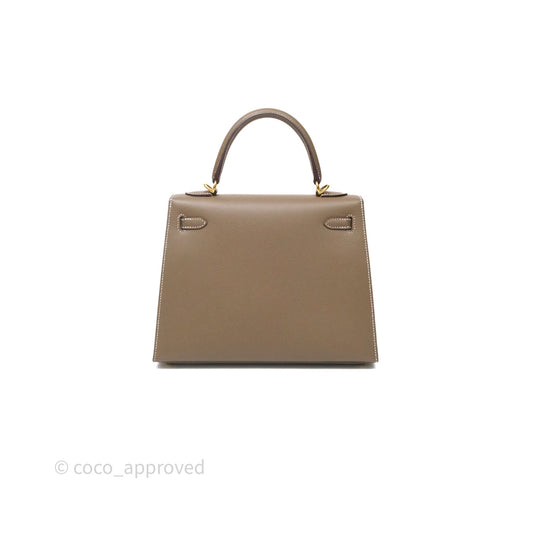 Hermes Kelly 25 Etoupe 18 Epsom Gold Hardware