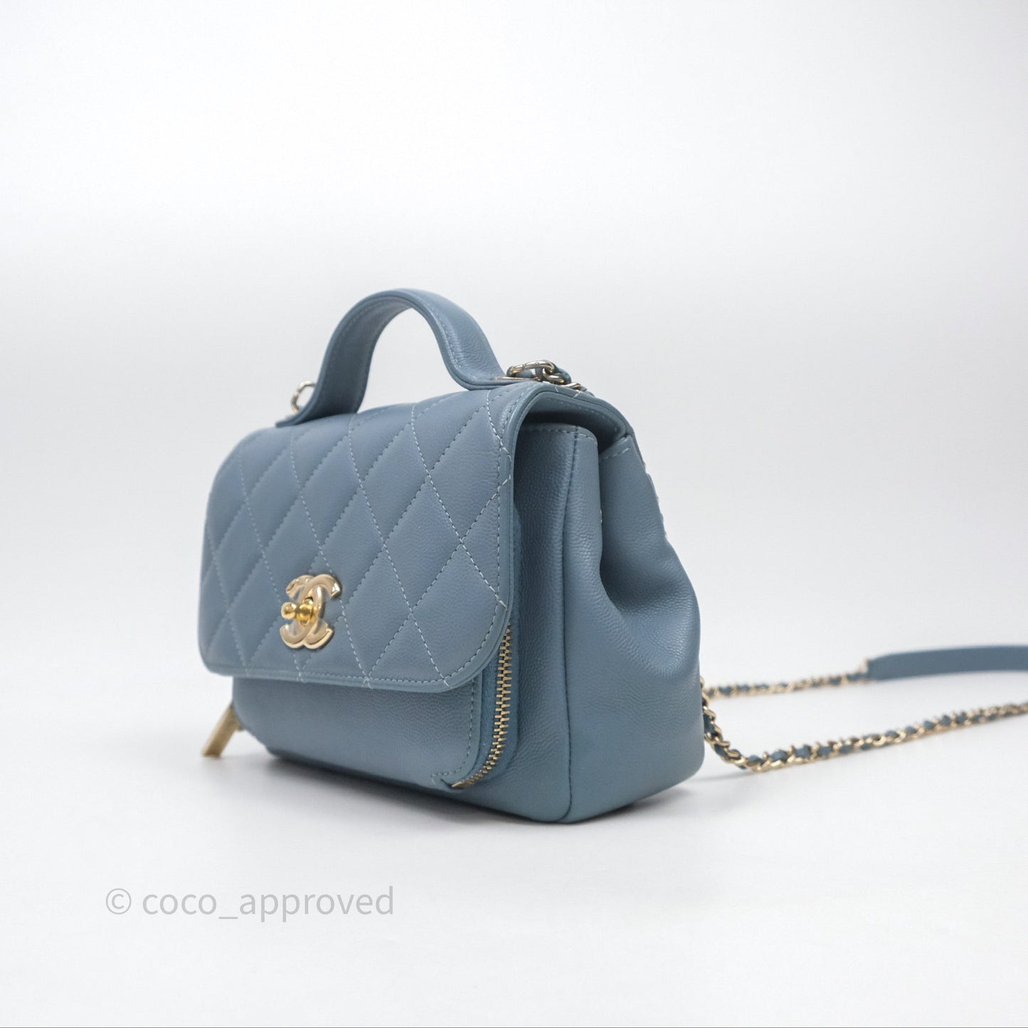 Chanel Caviar Quilted Small Business Affinity Flap Blue Gold Hardware