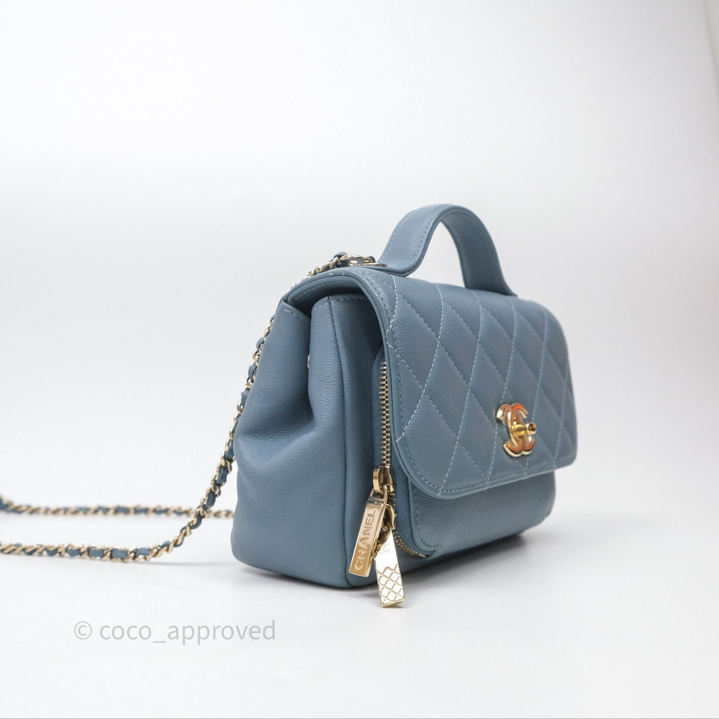 Chanel Caviar Quilted Small Business Affinity Flap Blue Gold Hardware