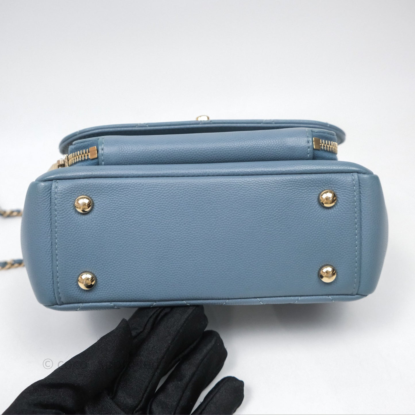 Chanel Caviar Quilted Small Business Affinity Flap Blue Gold Hardware