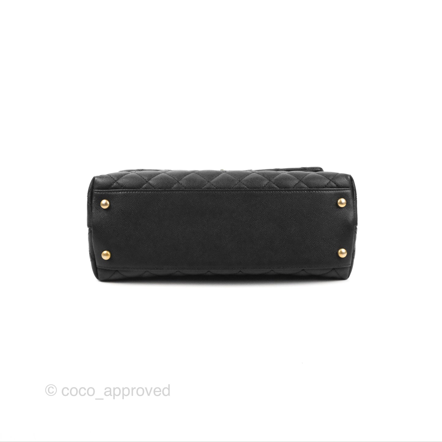 Chanel Medium Coco Handle Quilted Black Caviar Lizard Handle Gold Hardware