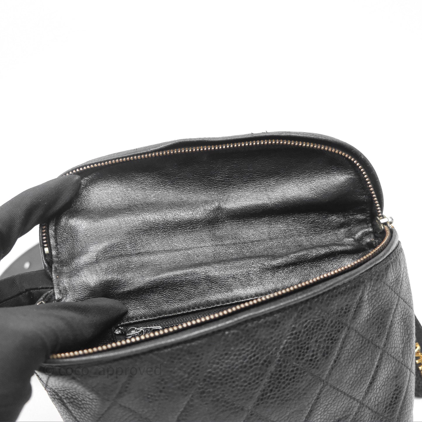 Chanel Vintage Belt Bag Black Caviar 24K Gold Hardware