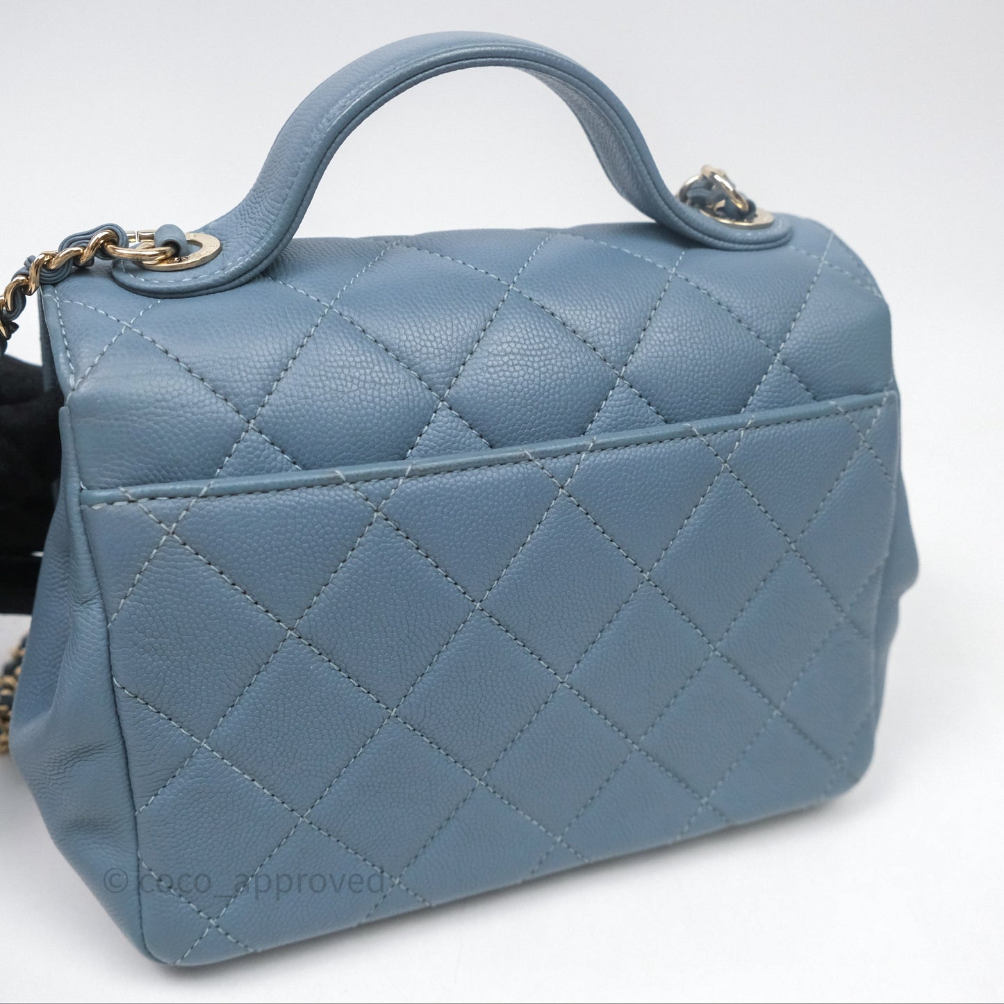 Chanel Caviar Quilted Small Business Affinity Flap Blue Gold Hardware