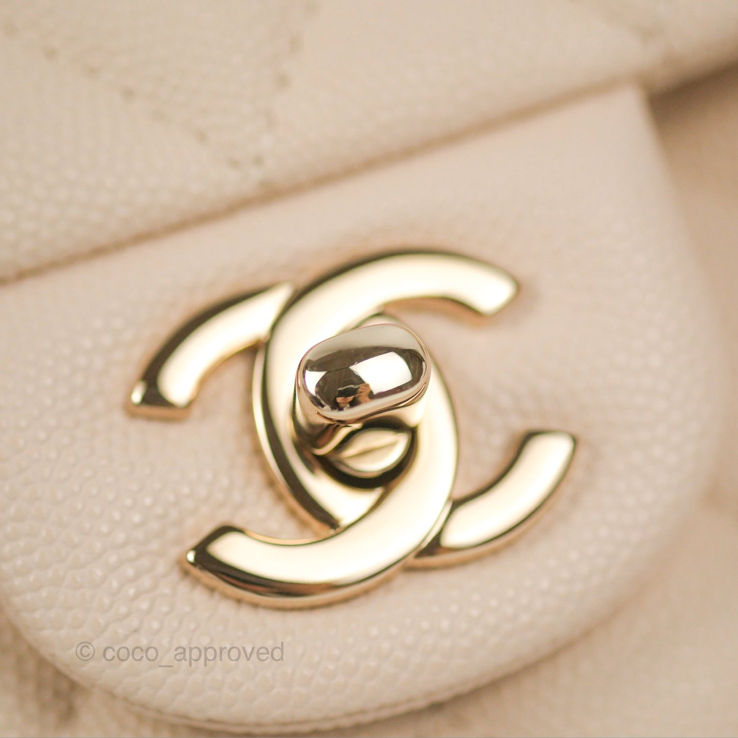 Chanel Small Classic Quilted Flap Light Ivory Beige Caviar Gold Hardware 20C