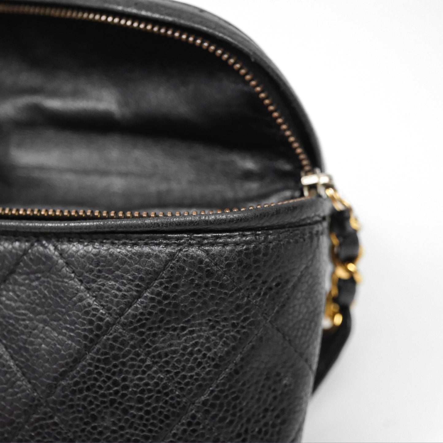 Chanel Vintage Belt Bag Black Caviar 24K Gold Hardware