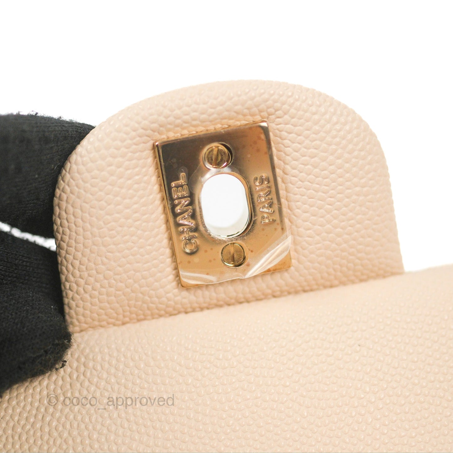 Chanel Small Classic Quilted Flap Light Ivory Beige Caviar Gold Hardware 20C