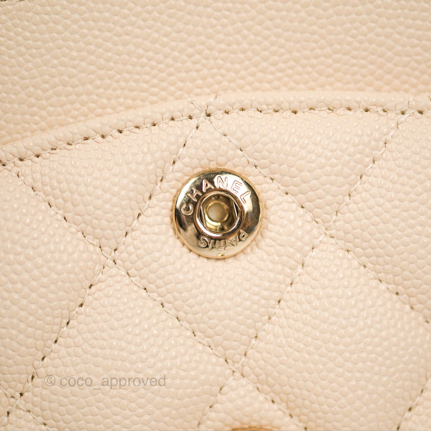 Chanel Small Classic Quilted Flap Light Ivory Beige Caviar Gold Hardware 20C
