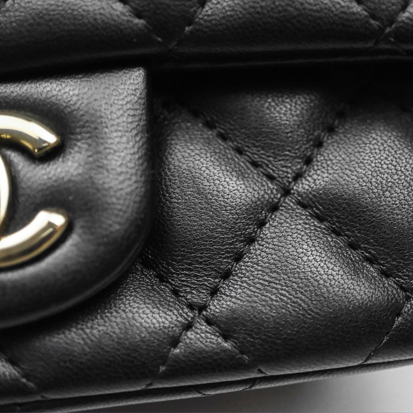 Chanel Mini Square Black Lambskin Gold Hardware