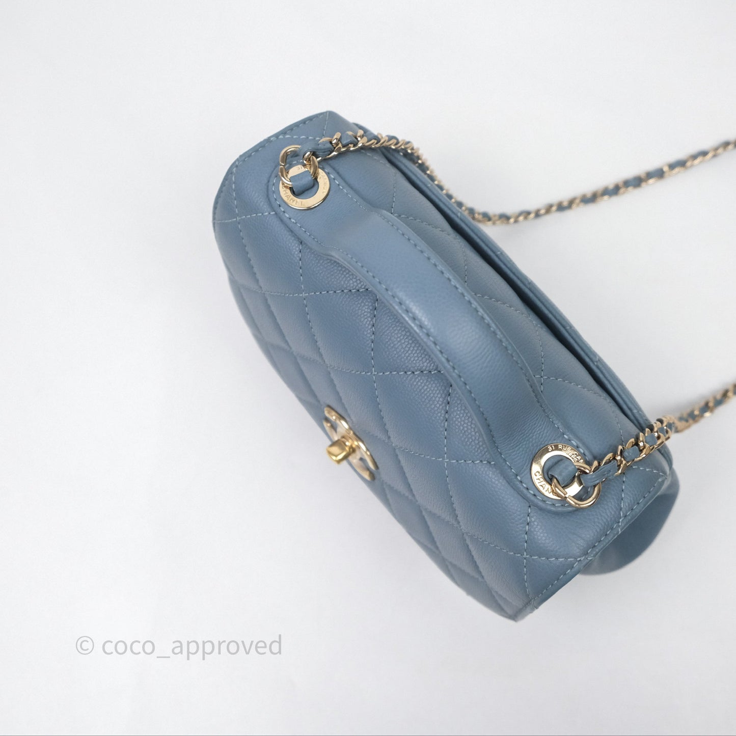 Chanel Caviar Quilted Small Business Affinity Flap Blue Gold Hardware