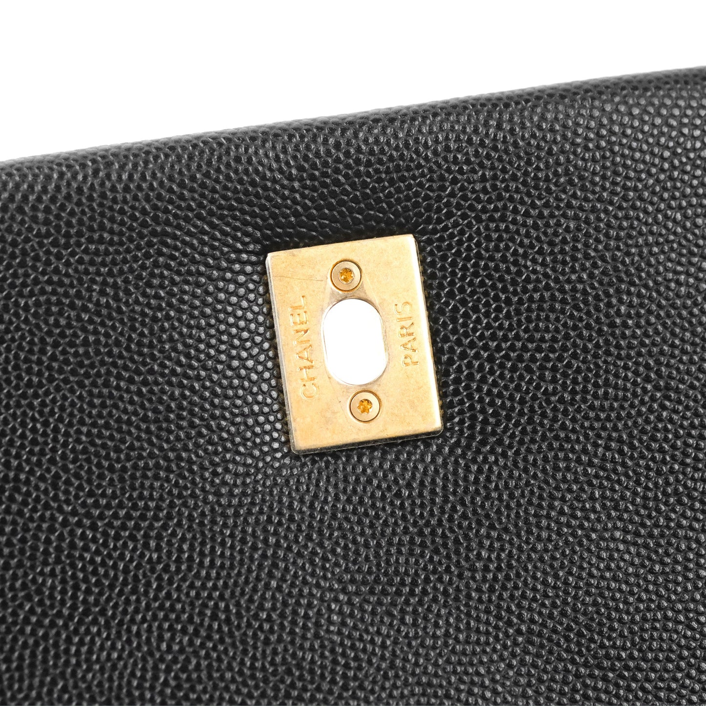 Chanel Medium Coco Handle Quilted Black Caviar Lizard Handle Gold Hardware