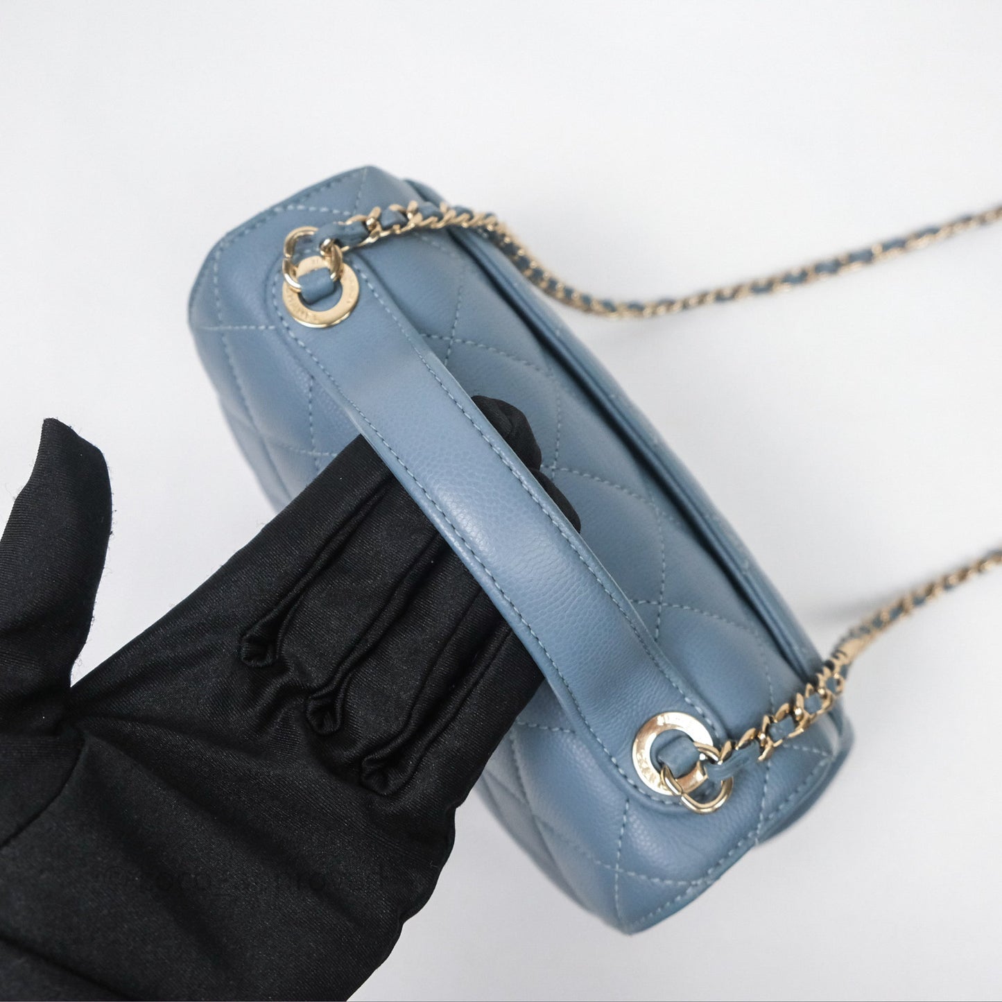 Chanel Caviar Quilted Small Business Affinity Flap Blue Gold Hardware