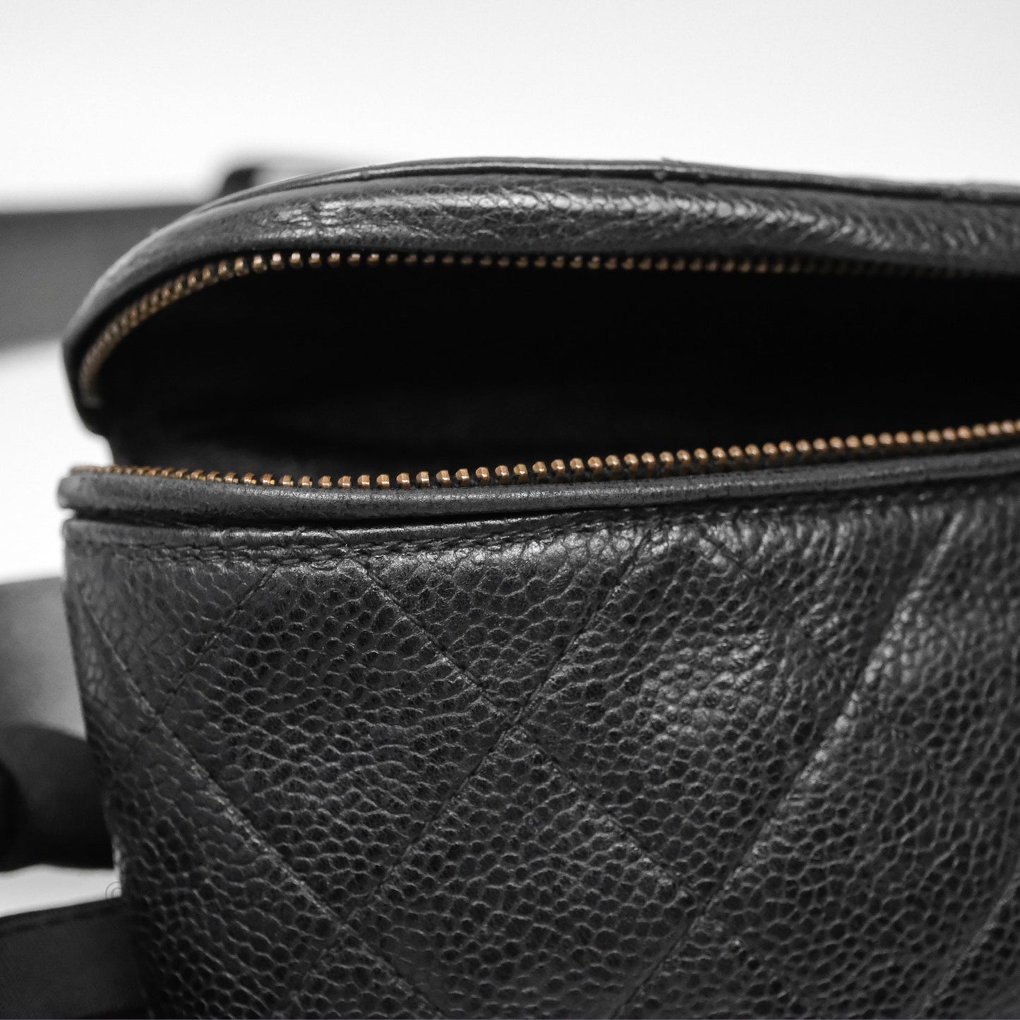 Chanel Vintage Belt Bag Black Caviar 24K Gold Hardware