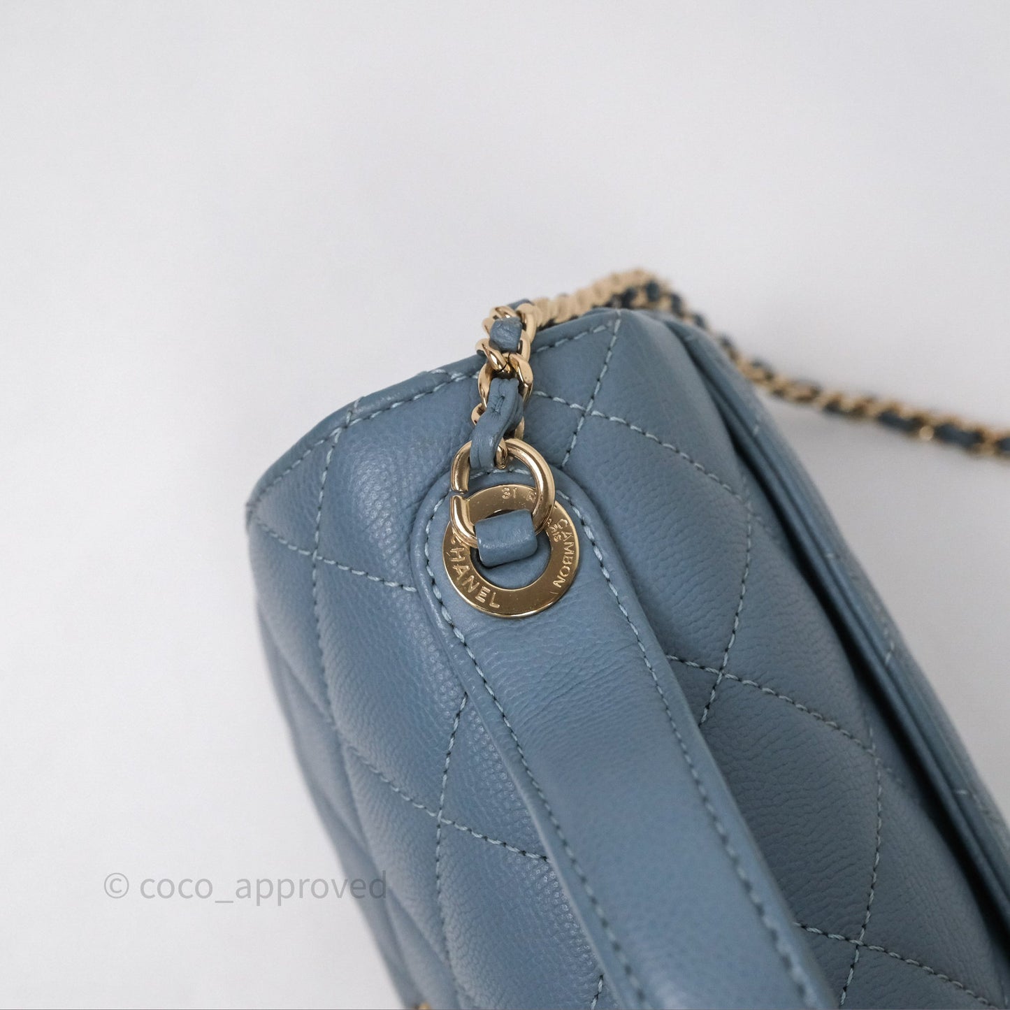 Chanel Caviar Quilted Small Business Affinity Flap Blue Gold Hardware