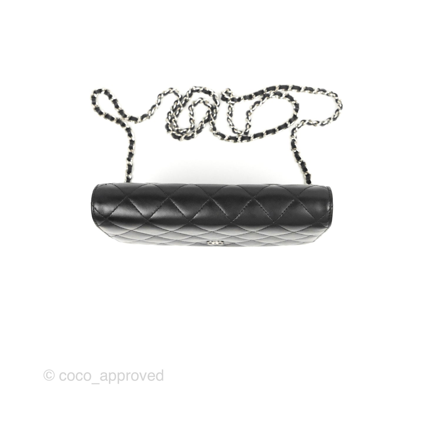 Chanel Quilted Classic Wallet on Chain WOC Black Lambskin Silver Hardware