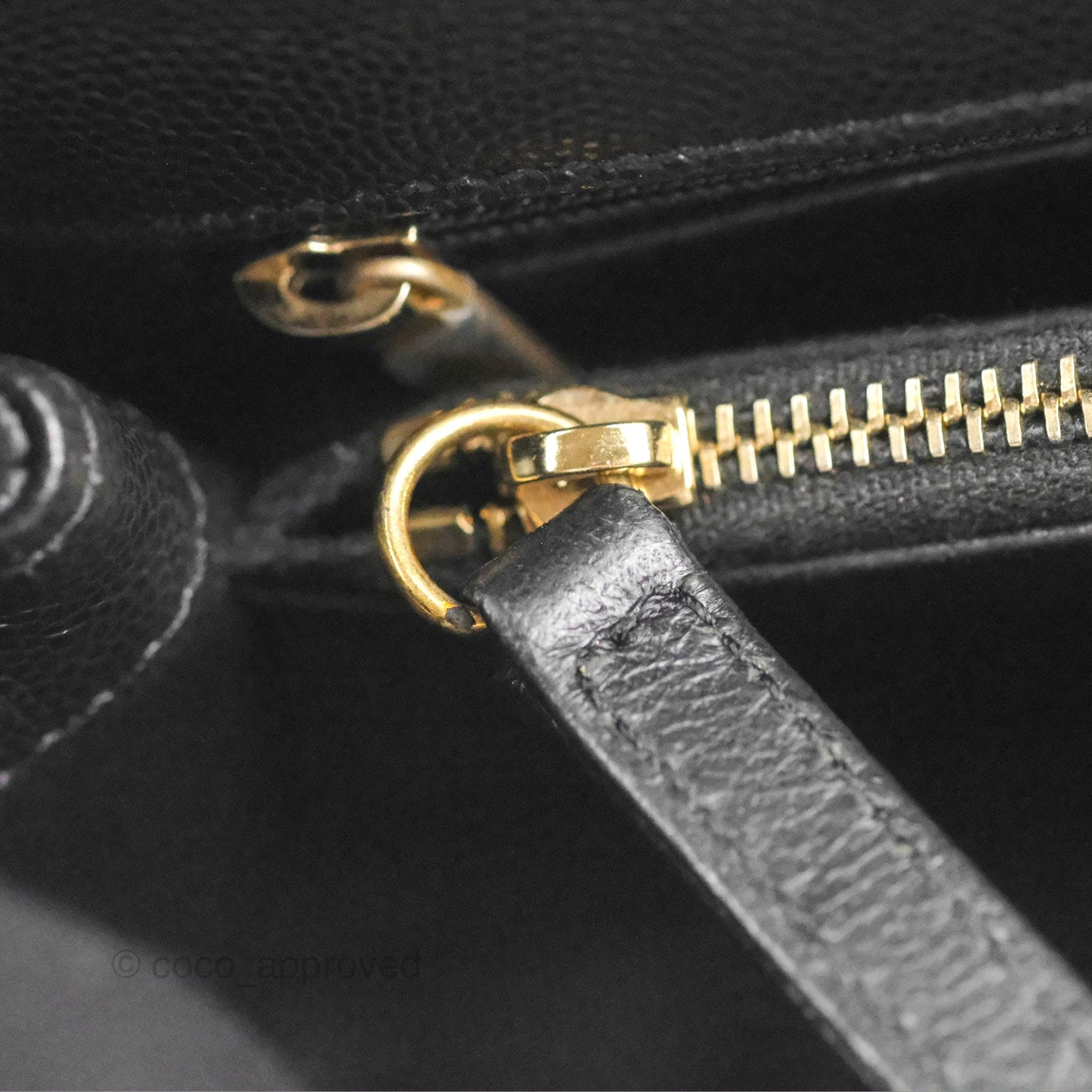 Chanel Medium Coco Handle Quilted Black Caviar Lizard Handle Gold Hardware