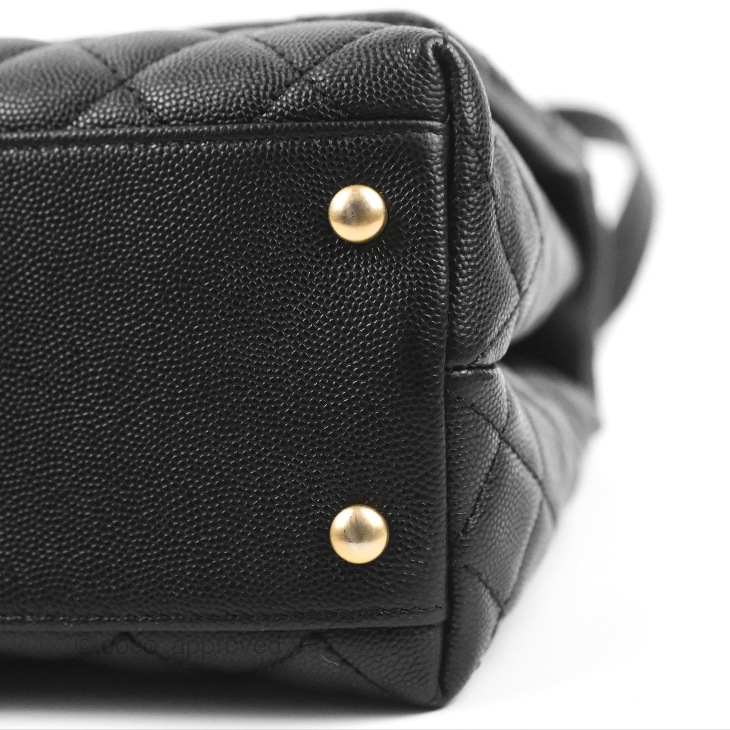 Chanel Medium Coco Handle Quilted Black Caviar Lizard Handle Gold Hardware