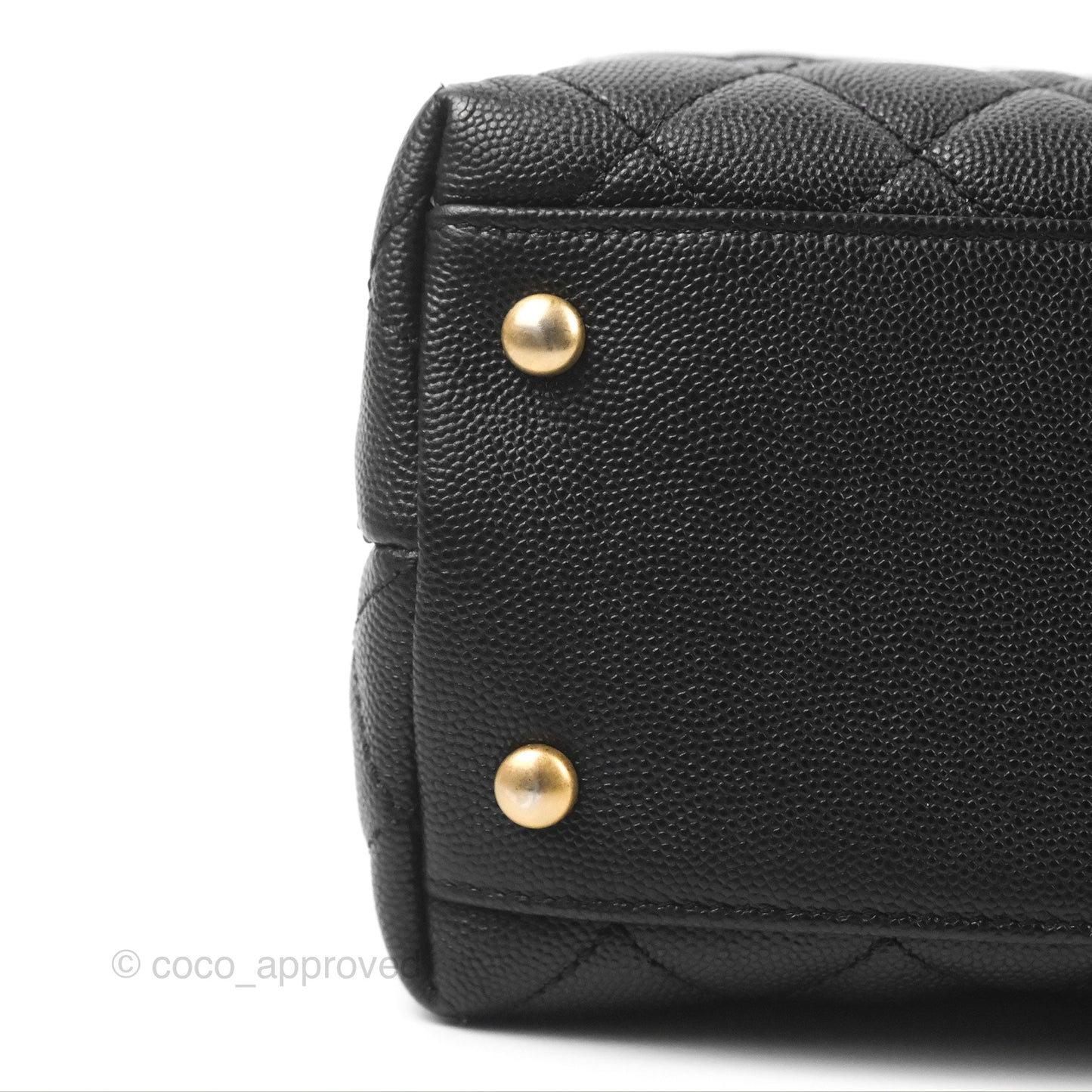 Chanel Medium Coco Handle Quilted Black Caviar Lizard Handle Gold Hardware