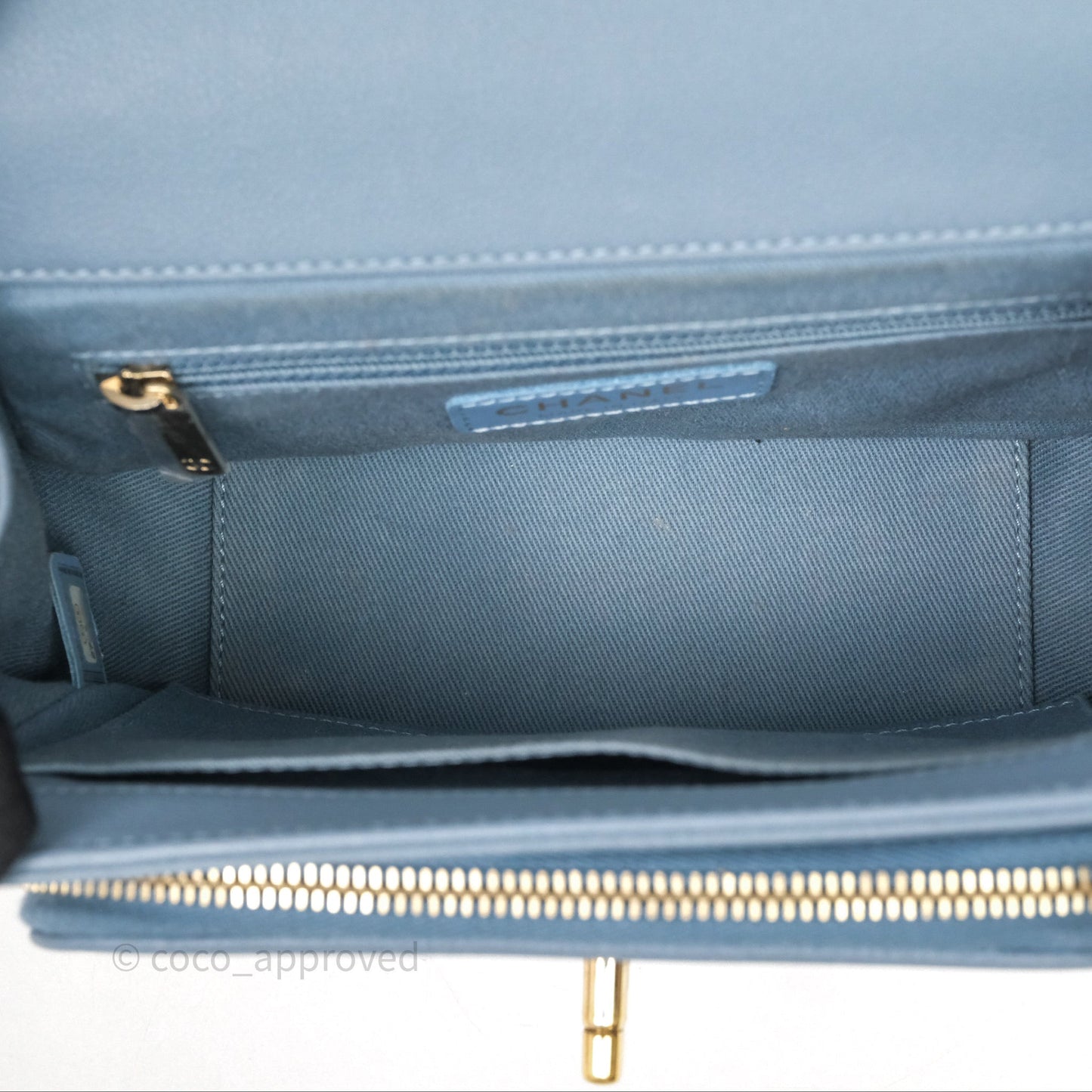 Chanel Caviar Quilted Small Business Affinity Flap Blue Gold Hardware