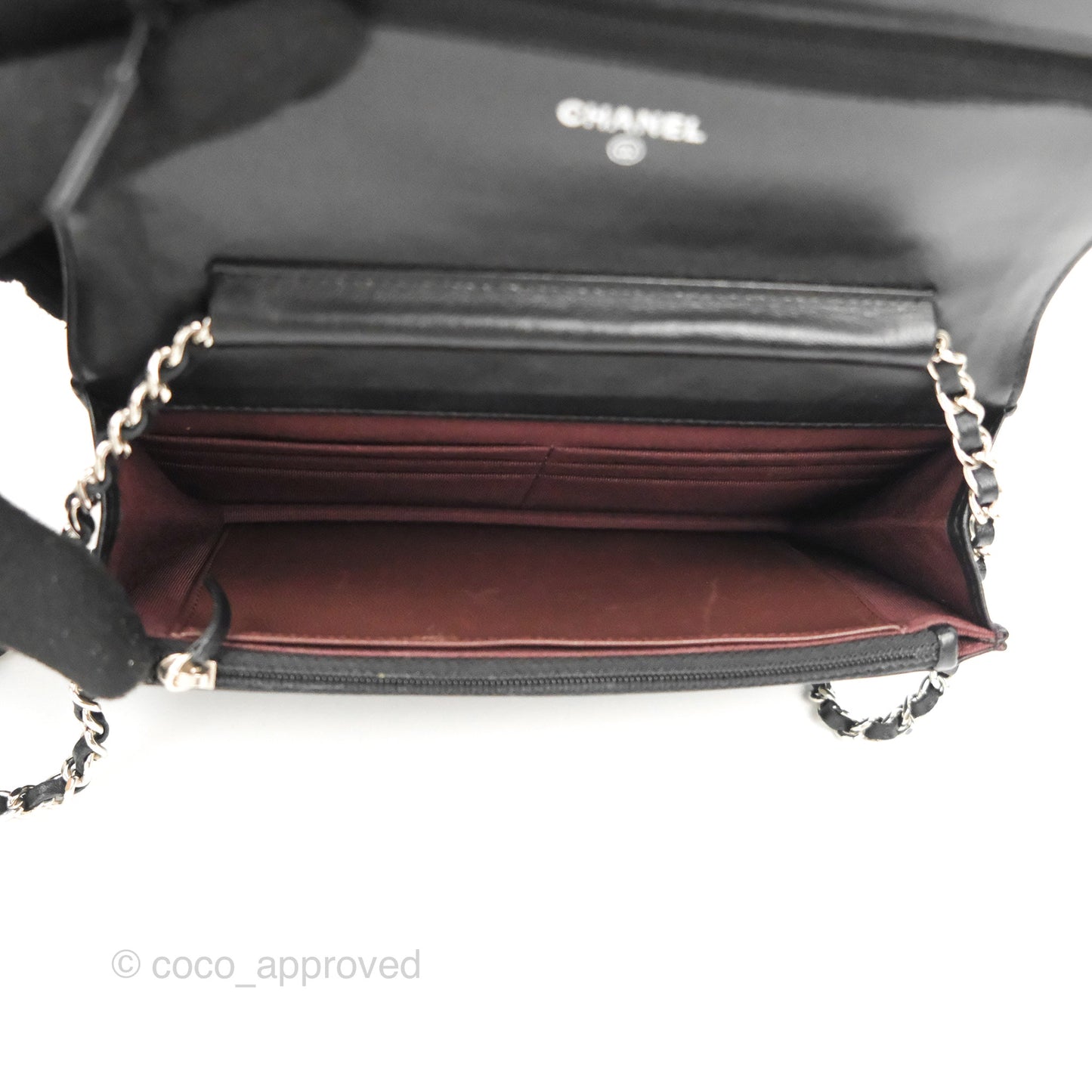 Chanel Quilted Classic Wallet on Chain WOC Black Lambskin Silver Hardware