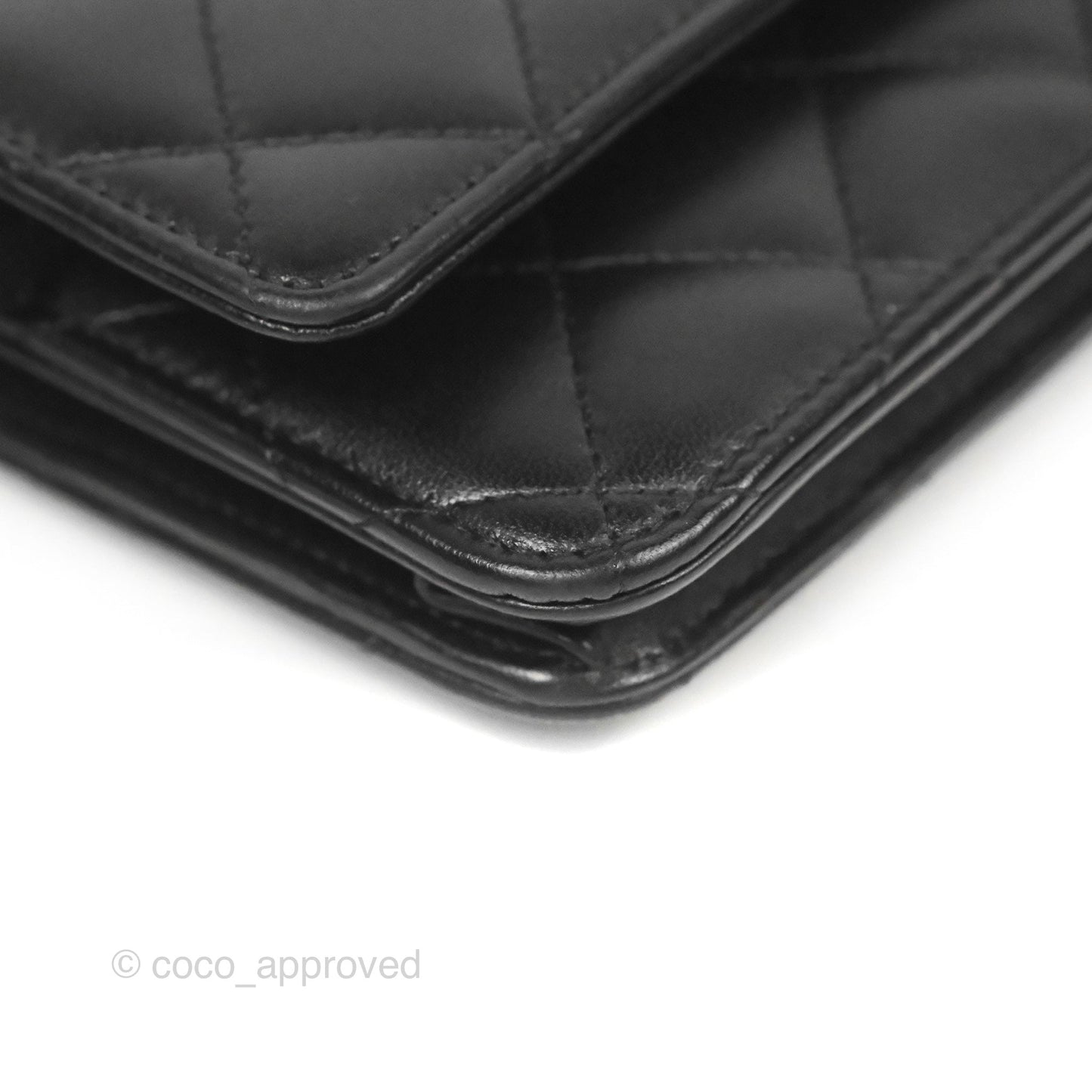 Chanel Quilted Classic Wallet on Chain WOC Black Lambskin Silver Hardware